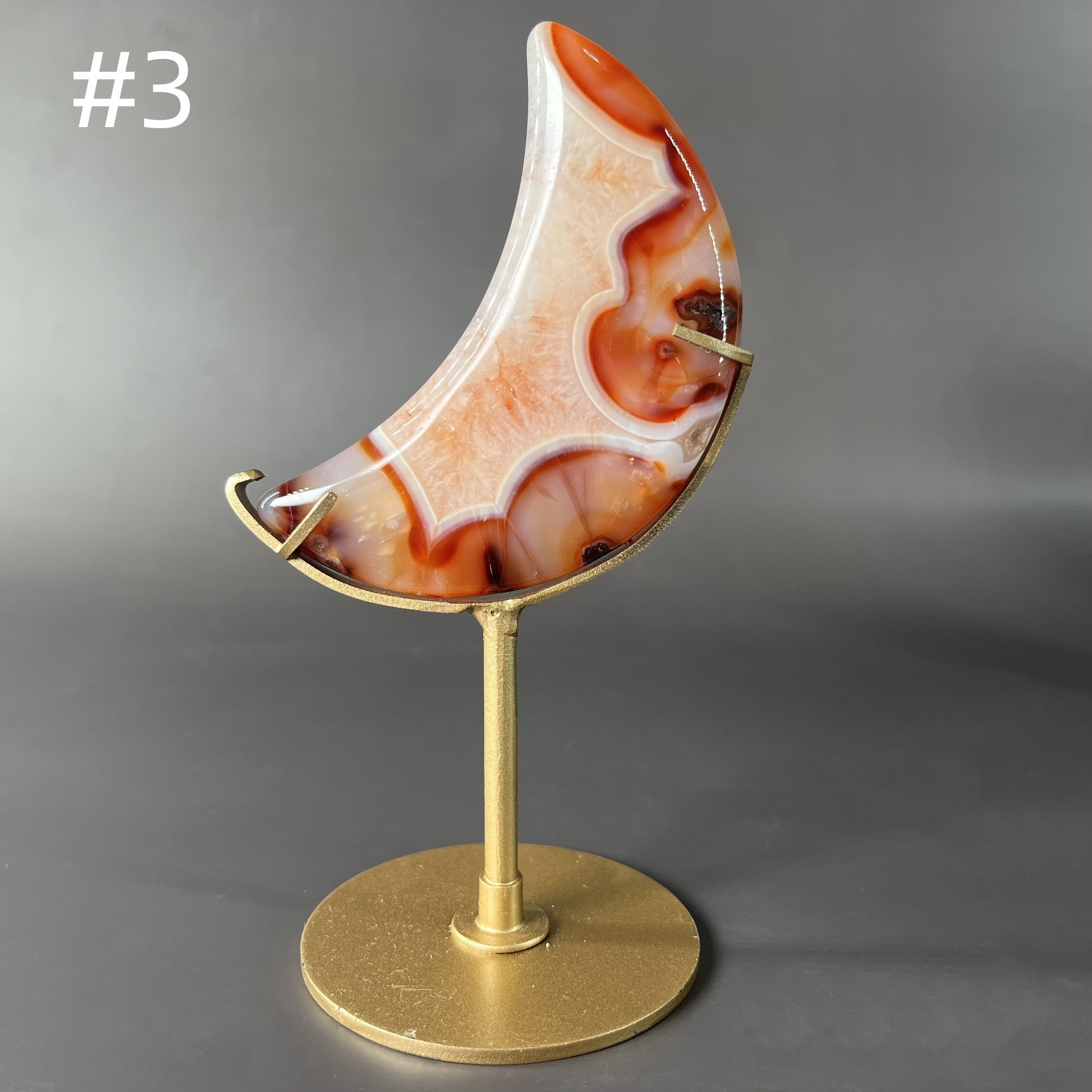 Natural Carnelian Moon on Stands (stands included)