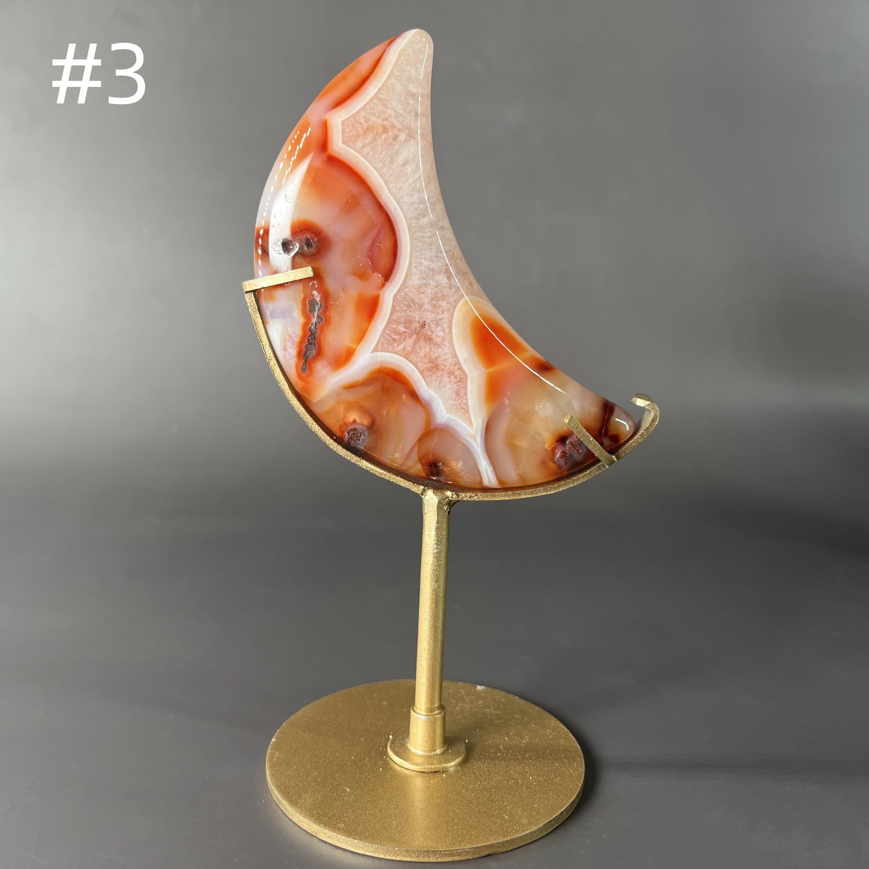 Natural Carnelian Moon on Stands (stands included)