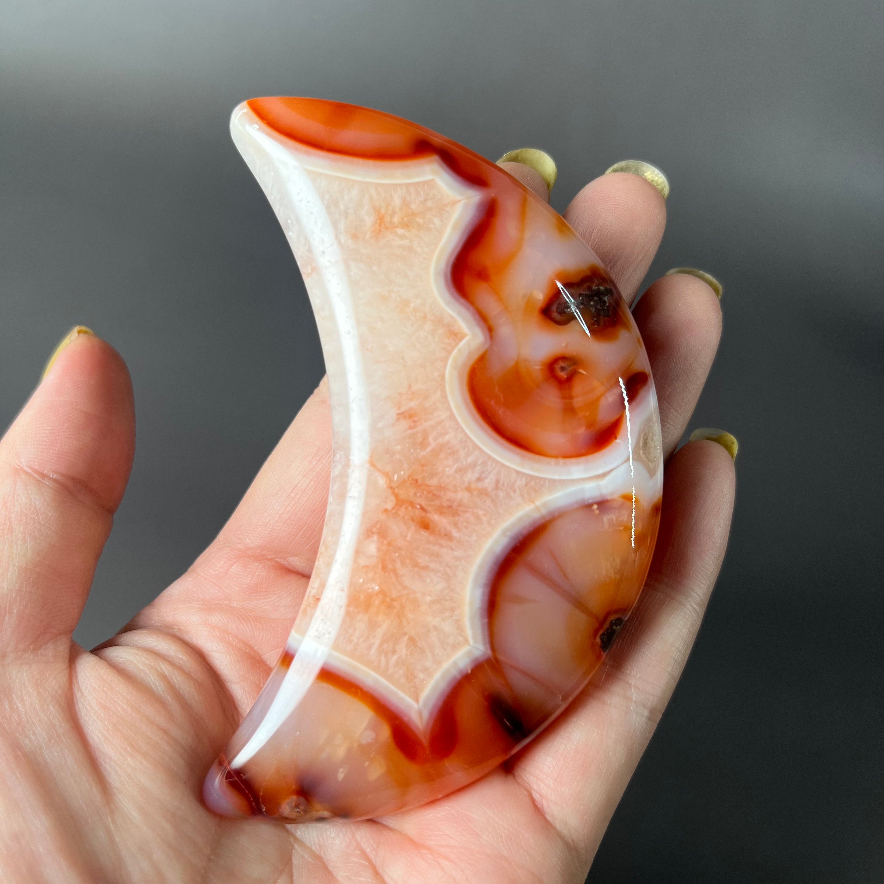 Natural Carnelian Moon on Stands (stands included)