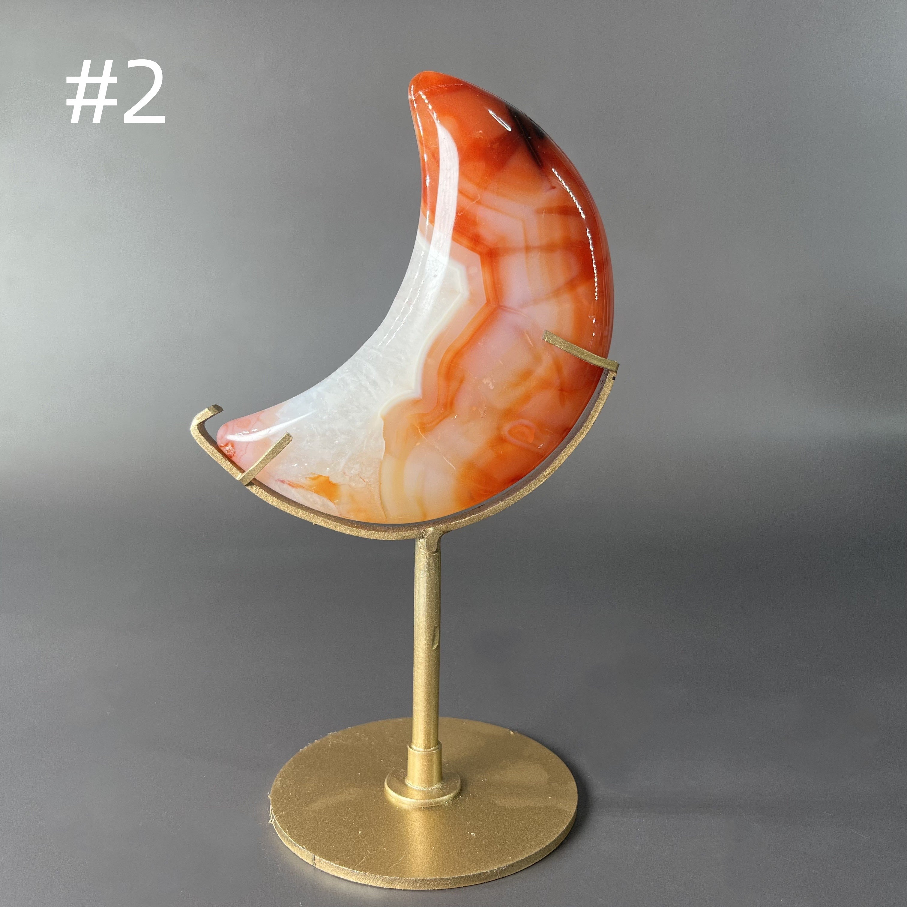 Natural Carnelian Moon on Stands (stands included)