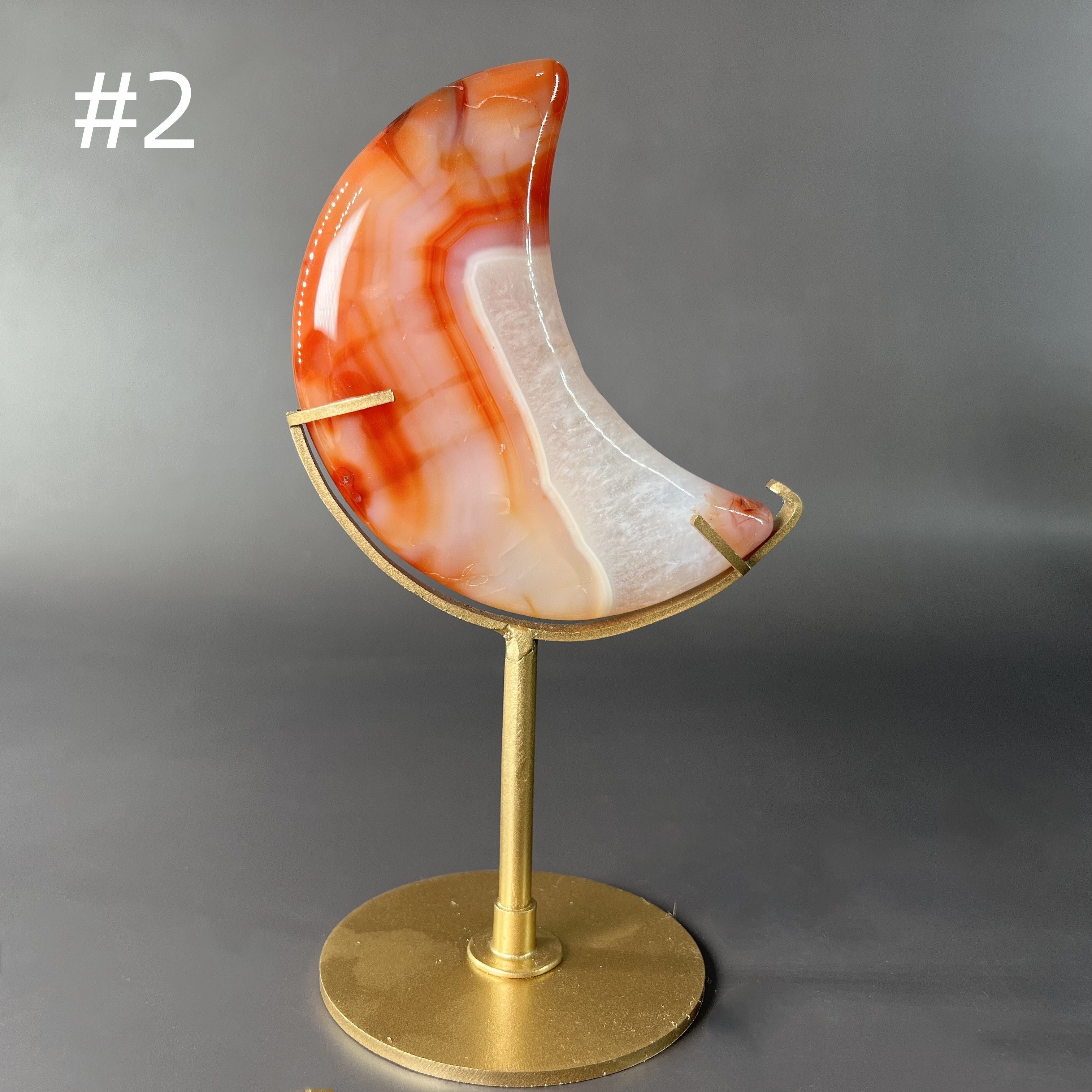 Natural Carnelian Moon on Stands (stands included)
