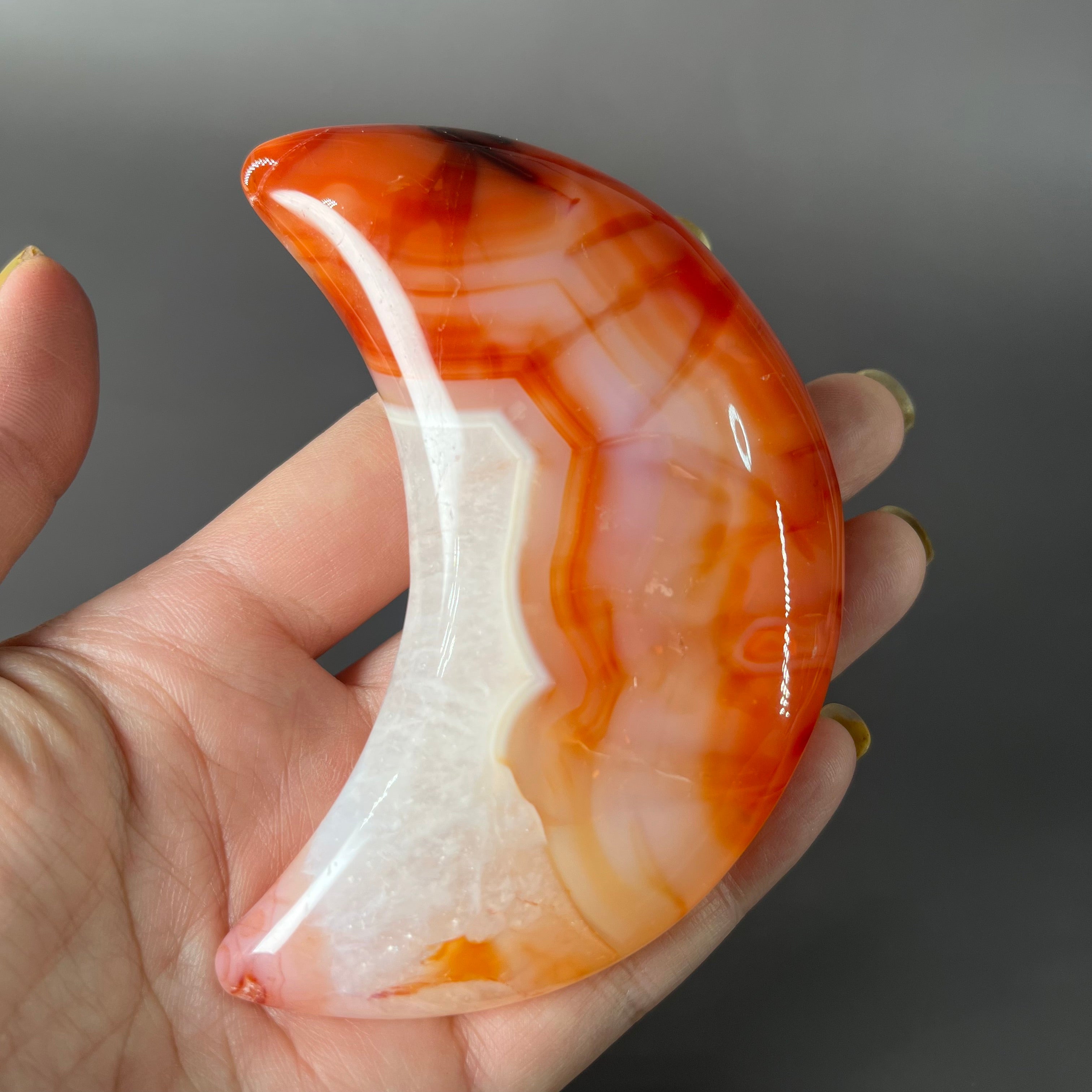 Natural Carnelian Moon on Stands (stands included)