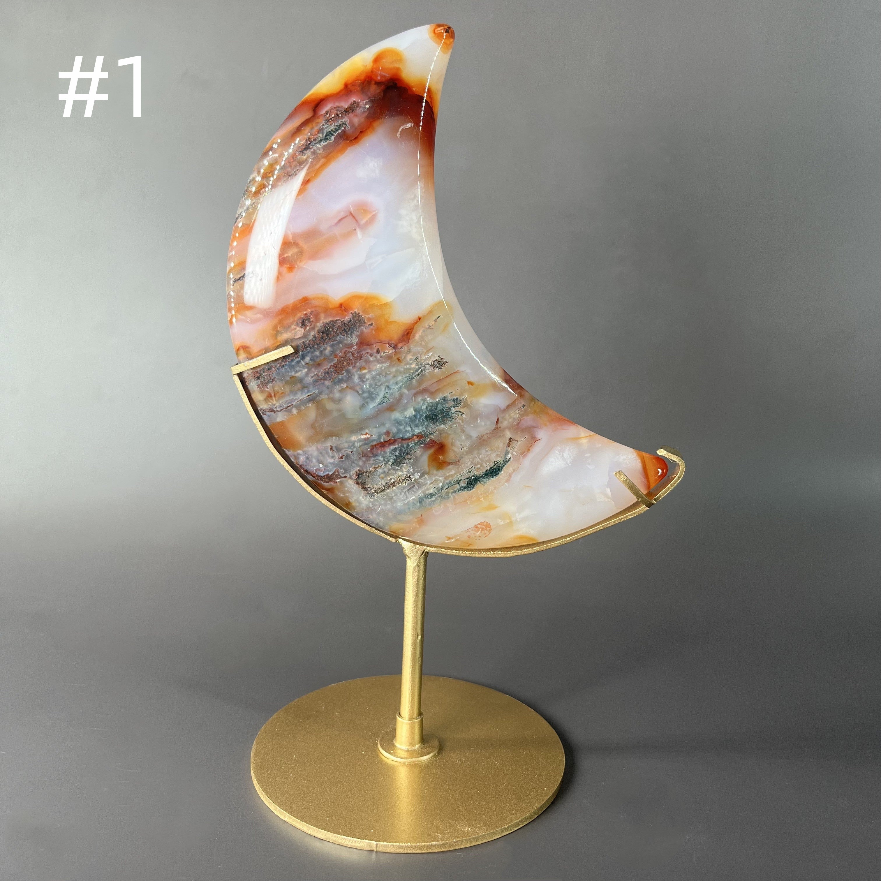 Natural Carnelian Moon on Stands (stands included)
