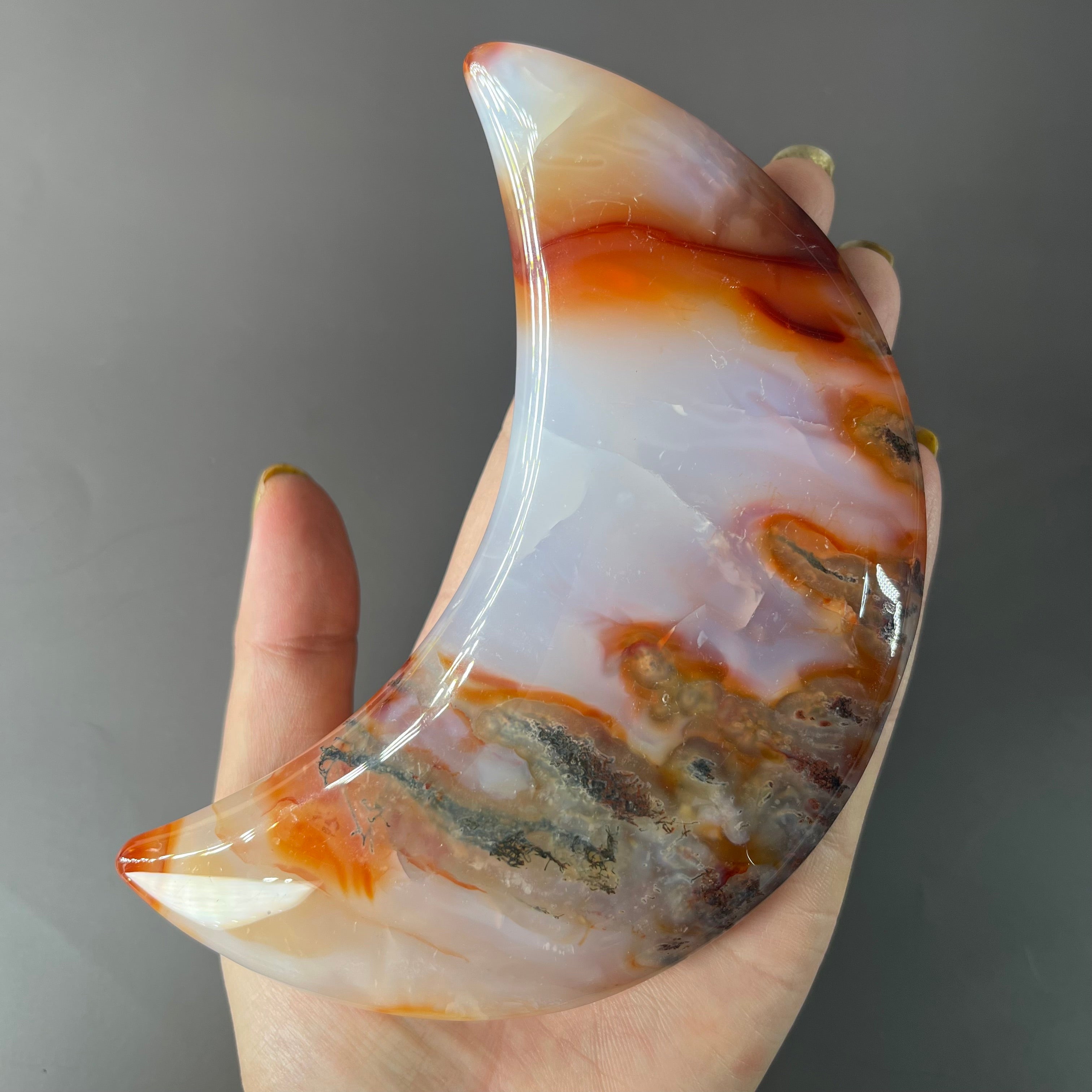 Natural Carnelian Moon on Stands (stands included)