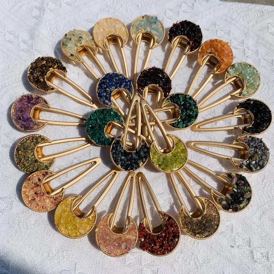 Natural Crystal Chips Hair Clip