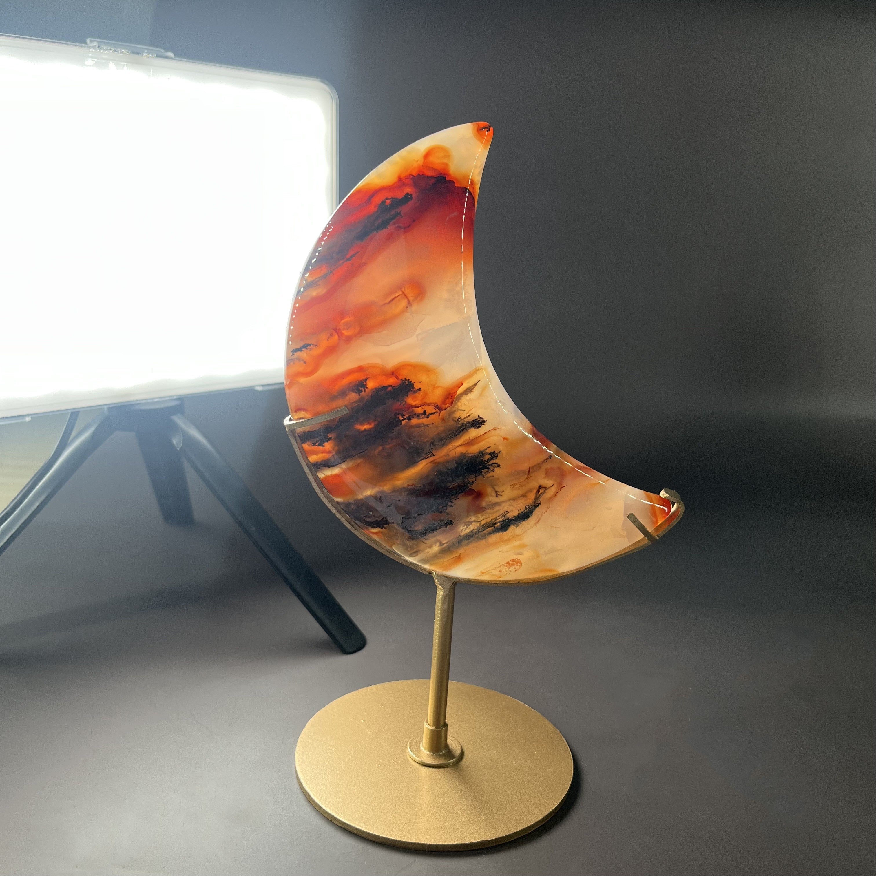 Natural Carnelian Moon on Stands (stands included)