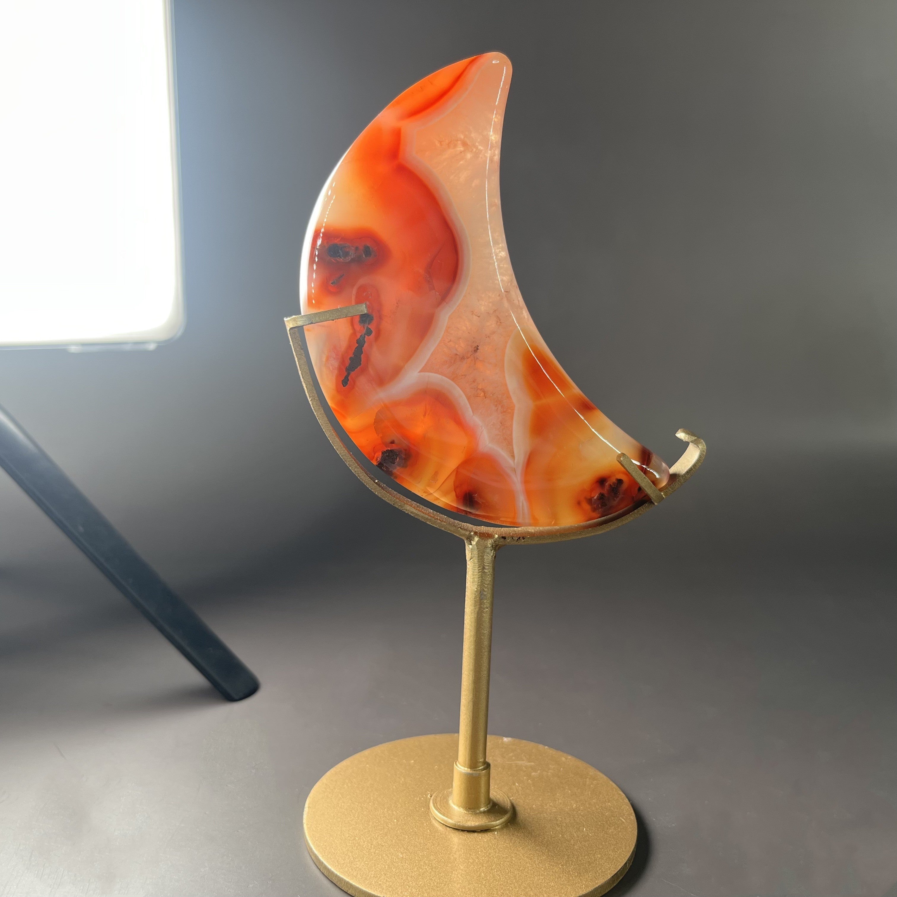 Natural Carnelian Moon on Stands (stands included)