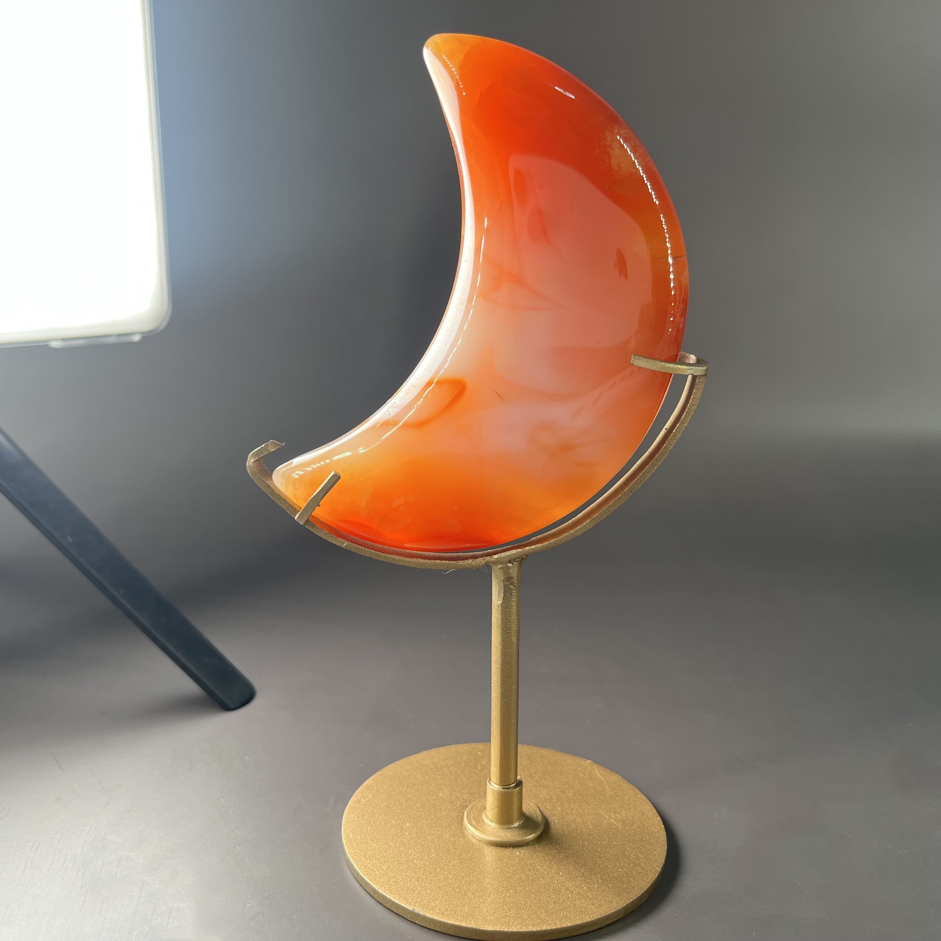 Natural Carnelian Moon on Stands (stands included)