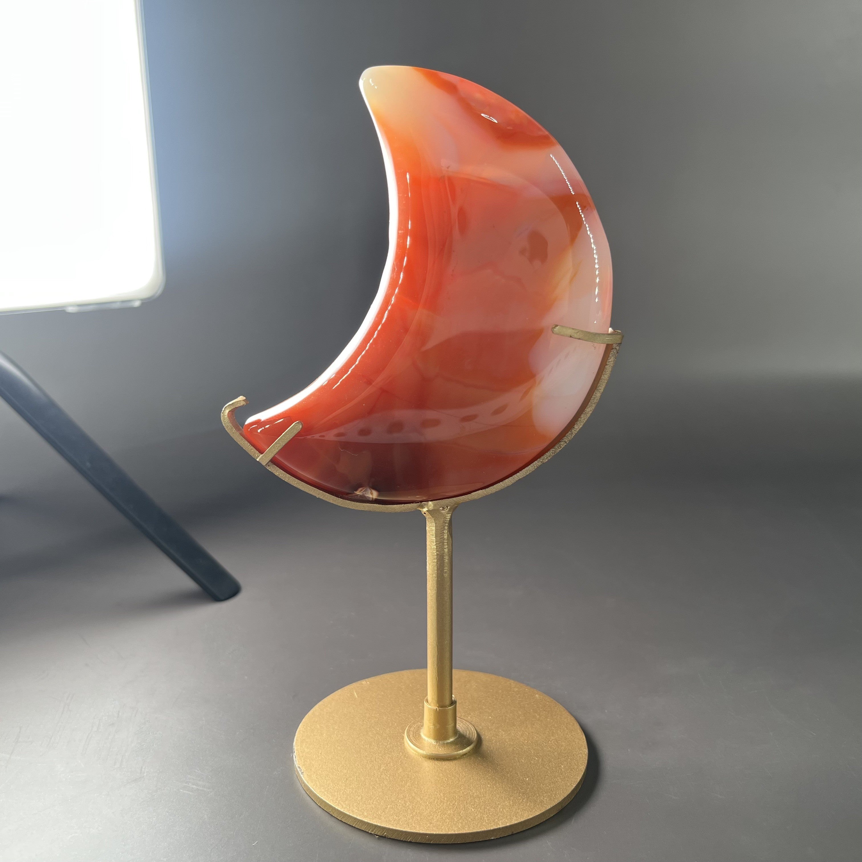 Natural Carnelian Moon on Stands (stands included)