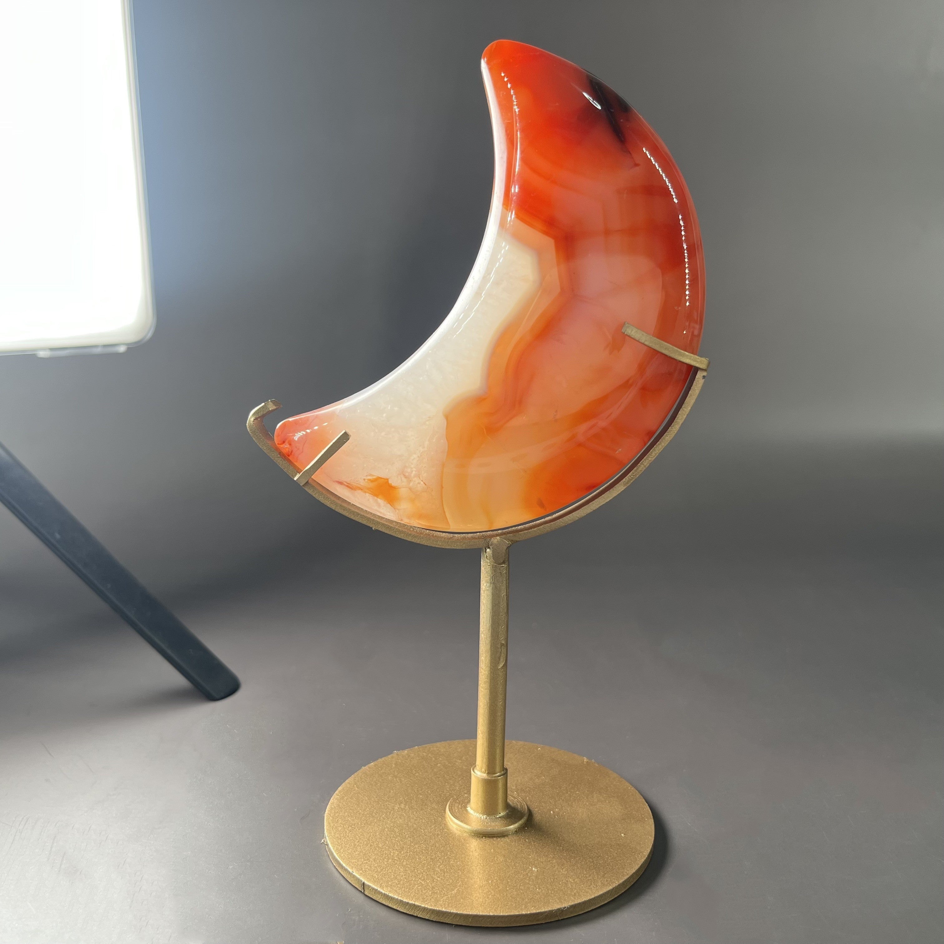 Natural Carnelian Moon on Stands (stands included)