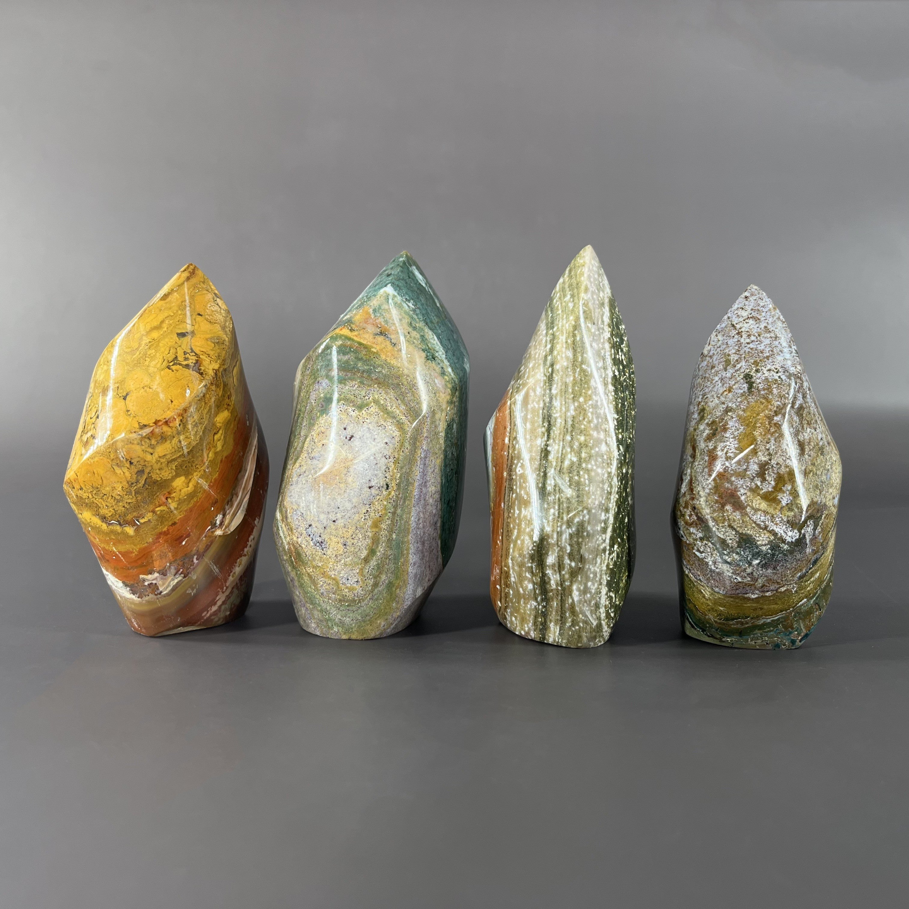 4PCS Natural Banding Ocean Jasper Flames Group