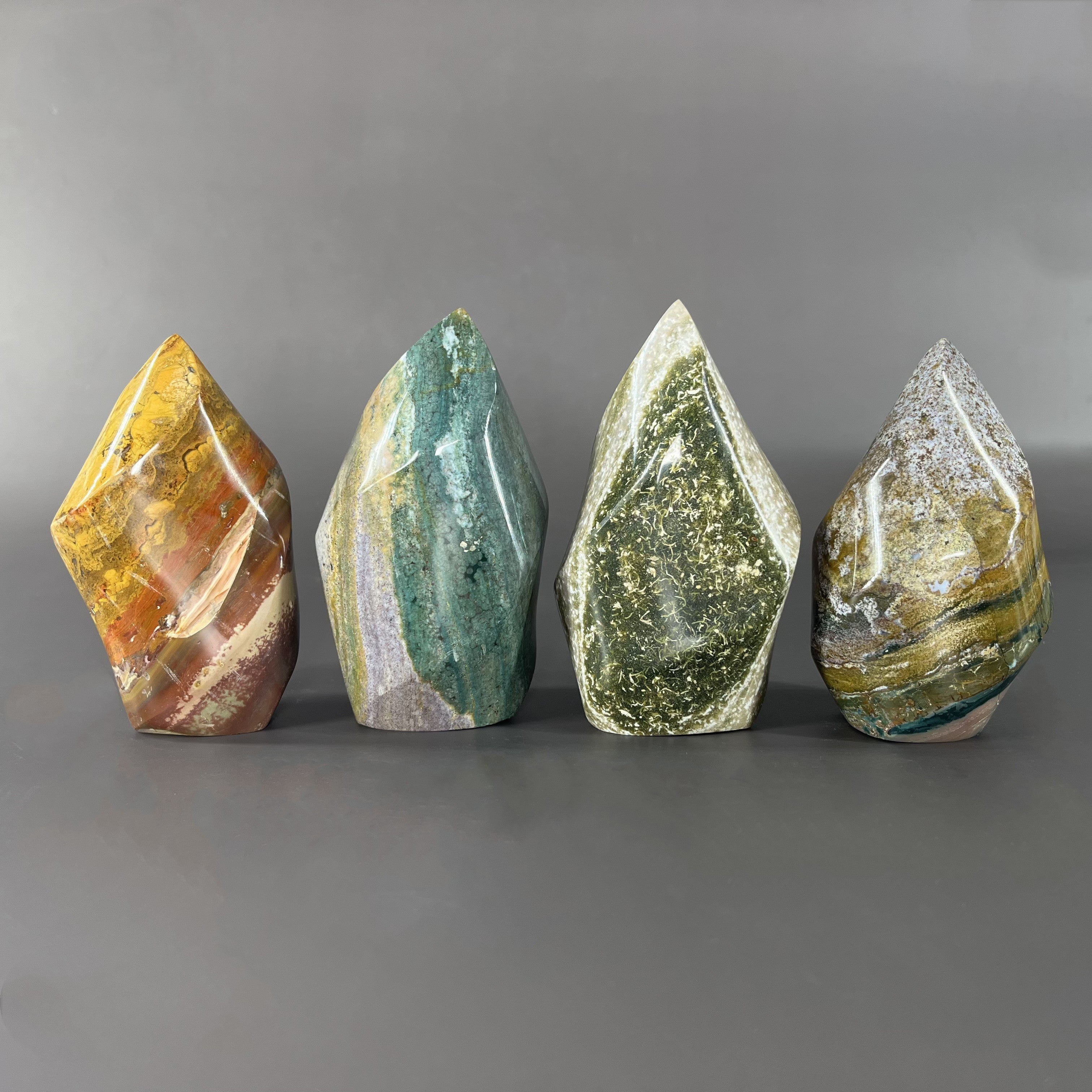 4PCS Natural Banding Ocean Jasper Flames Group