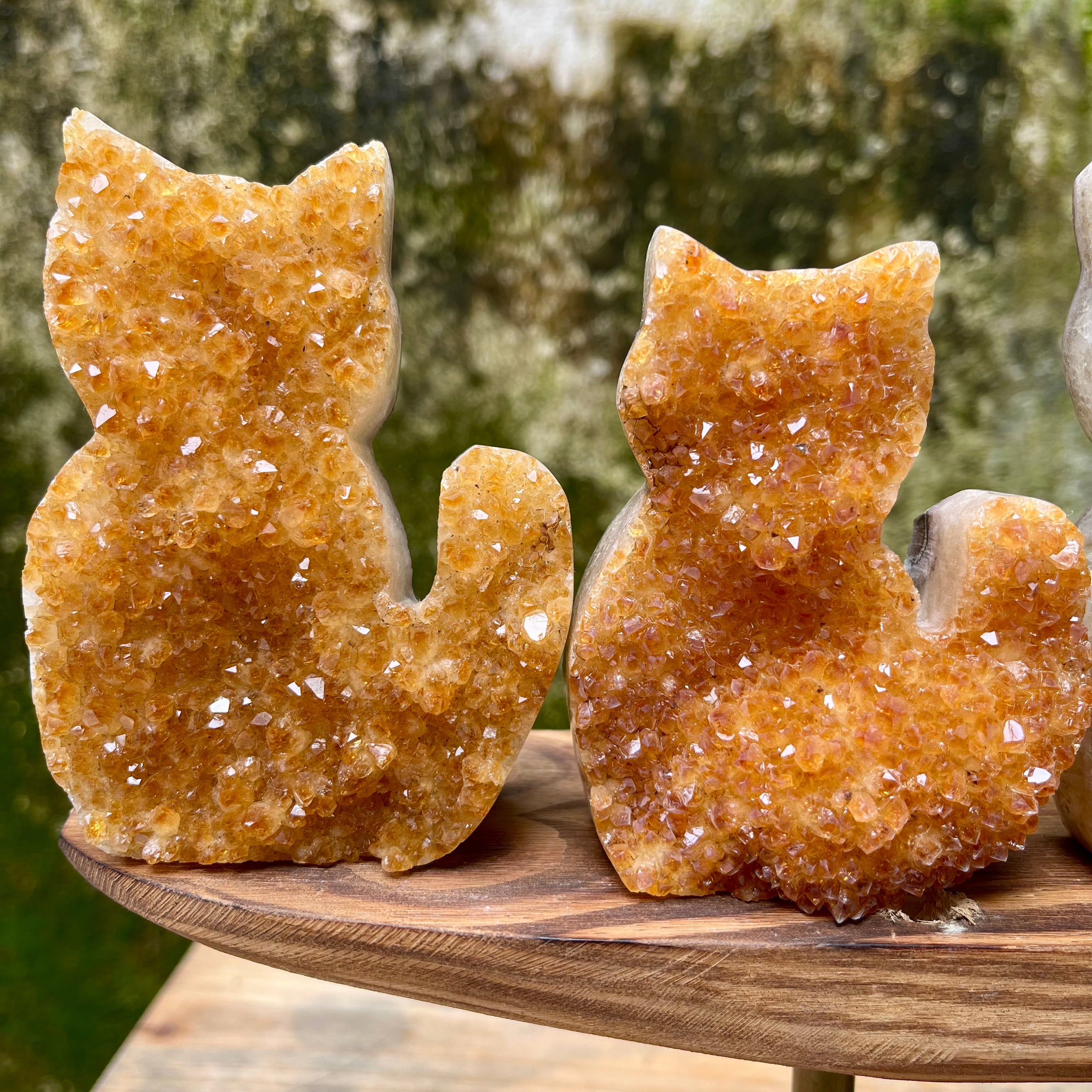 Citrine Cluster Raw Cut Cat Carving Decor