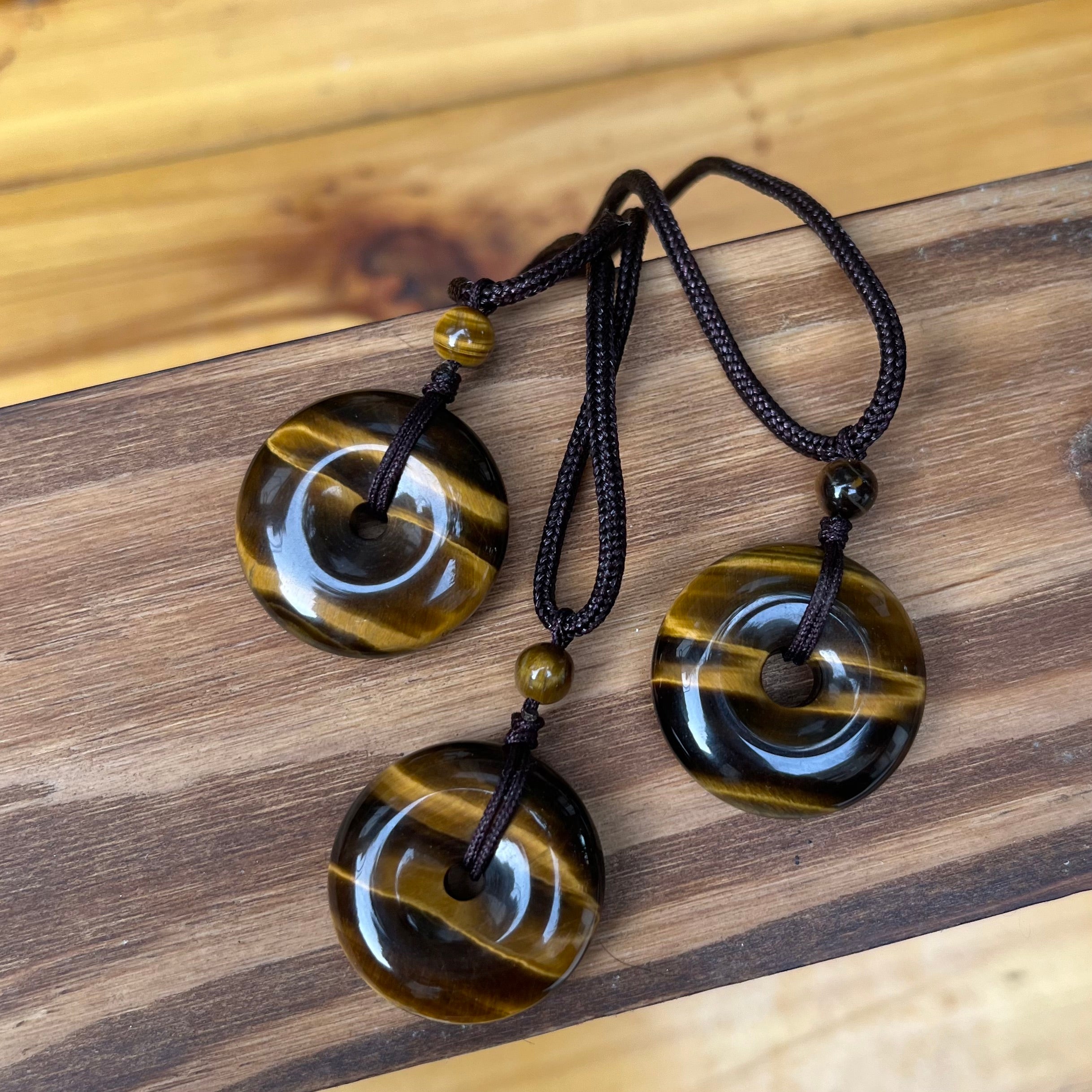 Brown Tiger Eye Donut Necklace