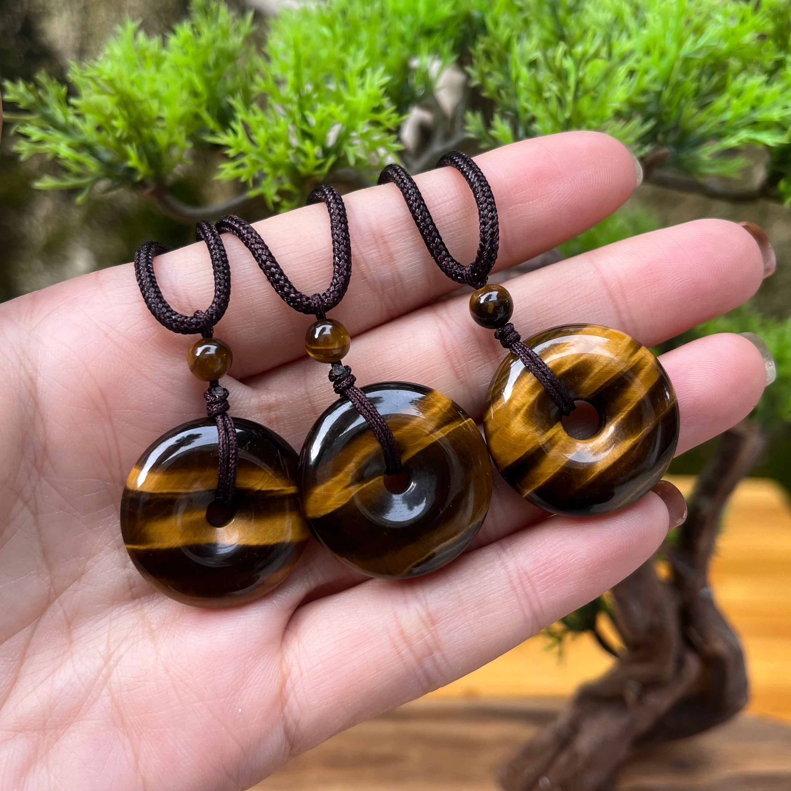 Brown Tiger Eye Donut Necklace