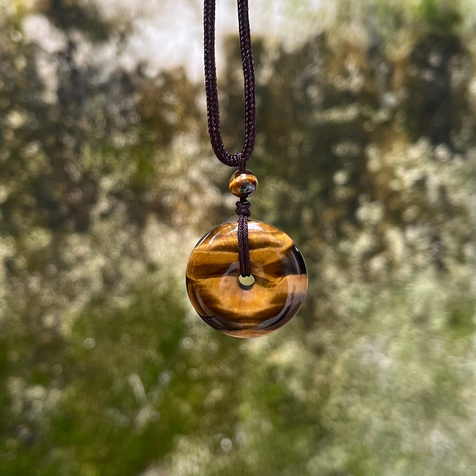 Brown Tiger Eye Donut Necklace