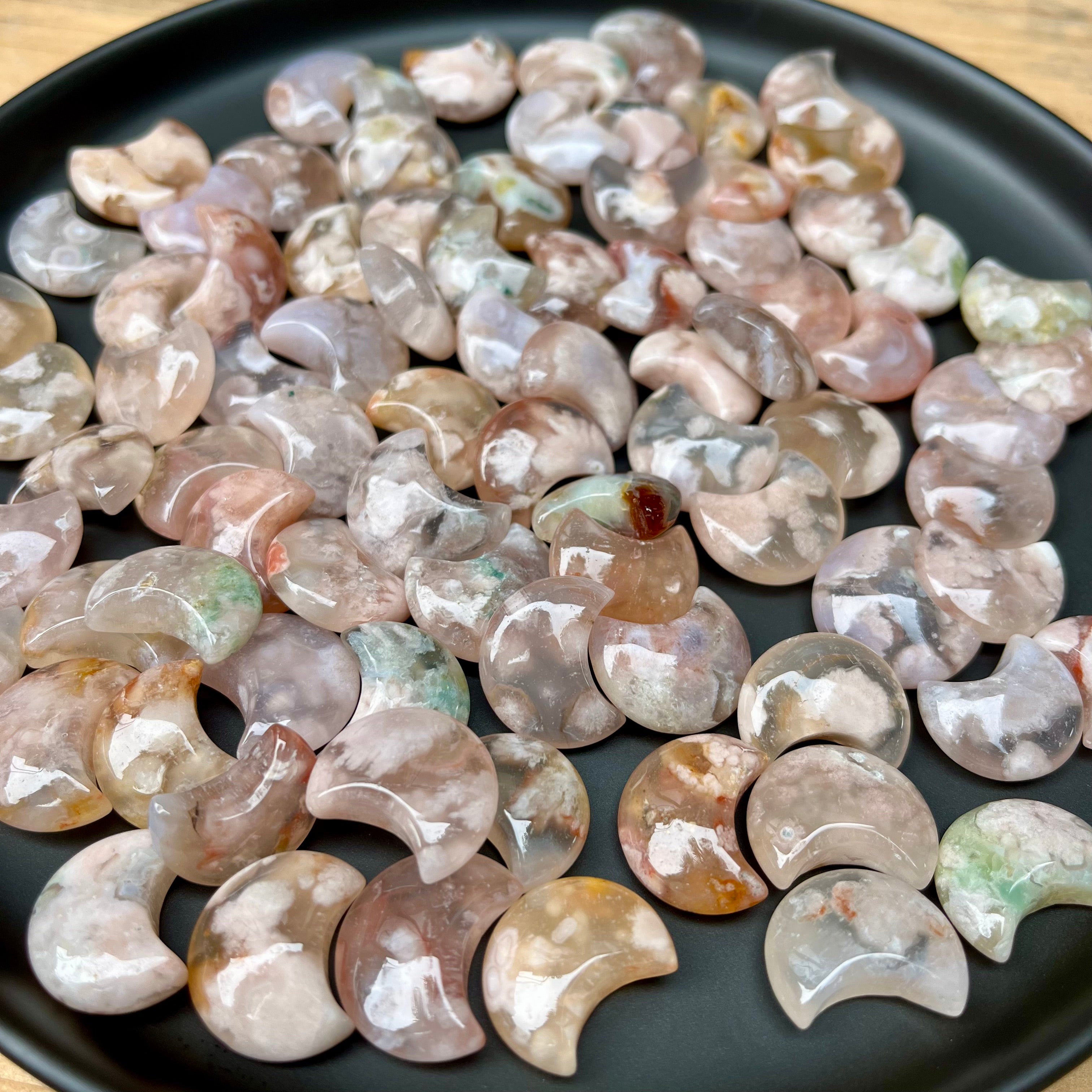 15mm Mini Flower Agate Moon