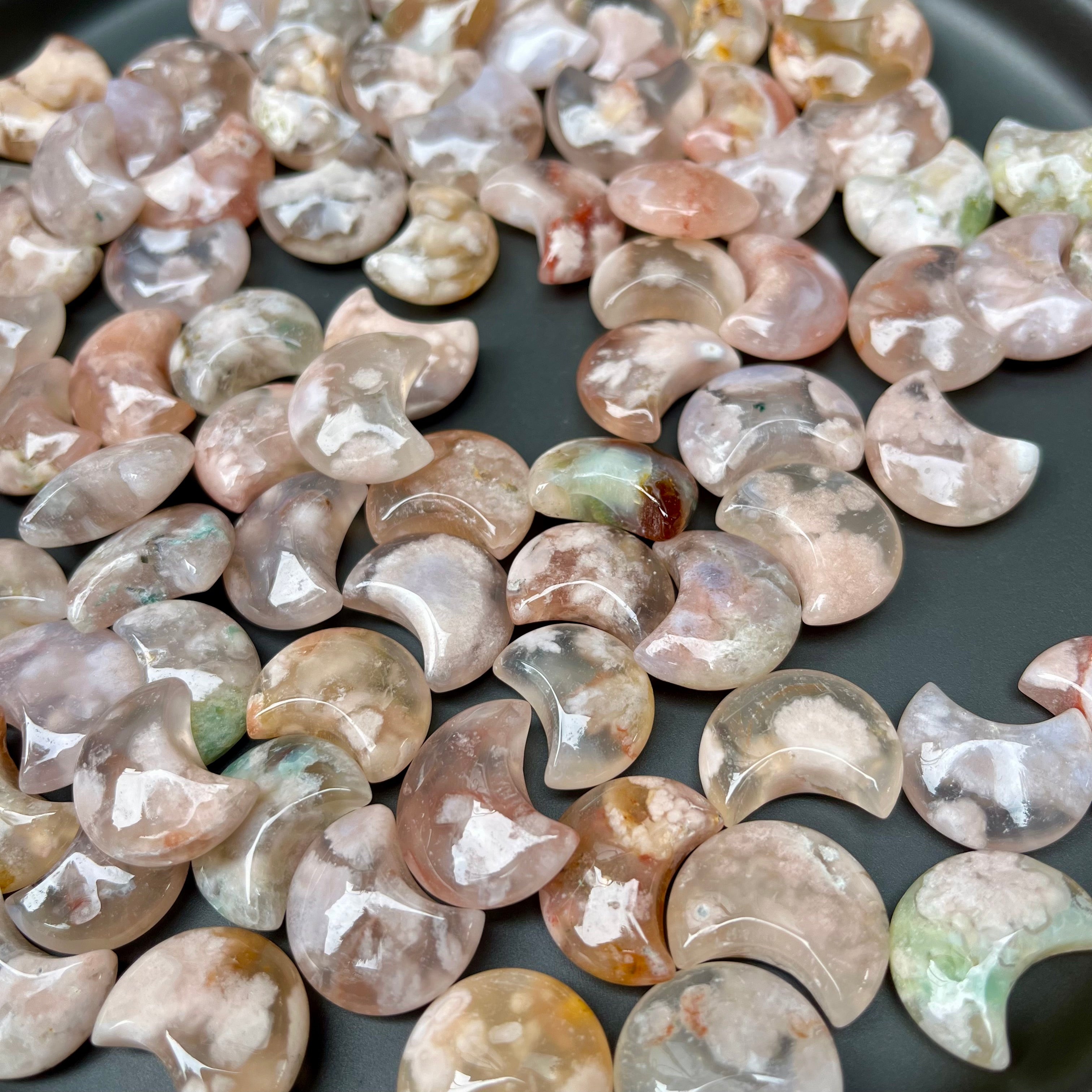 15mm Mini Flower Agate Moon