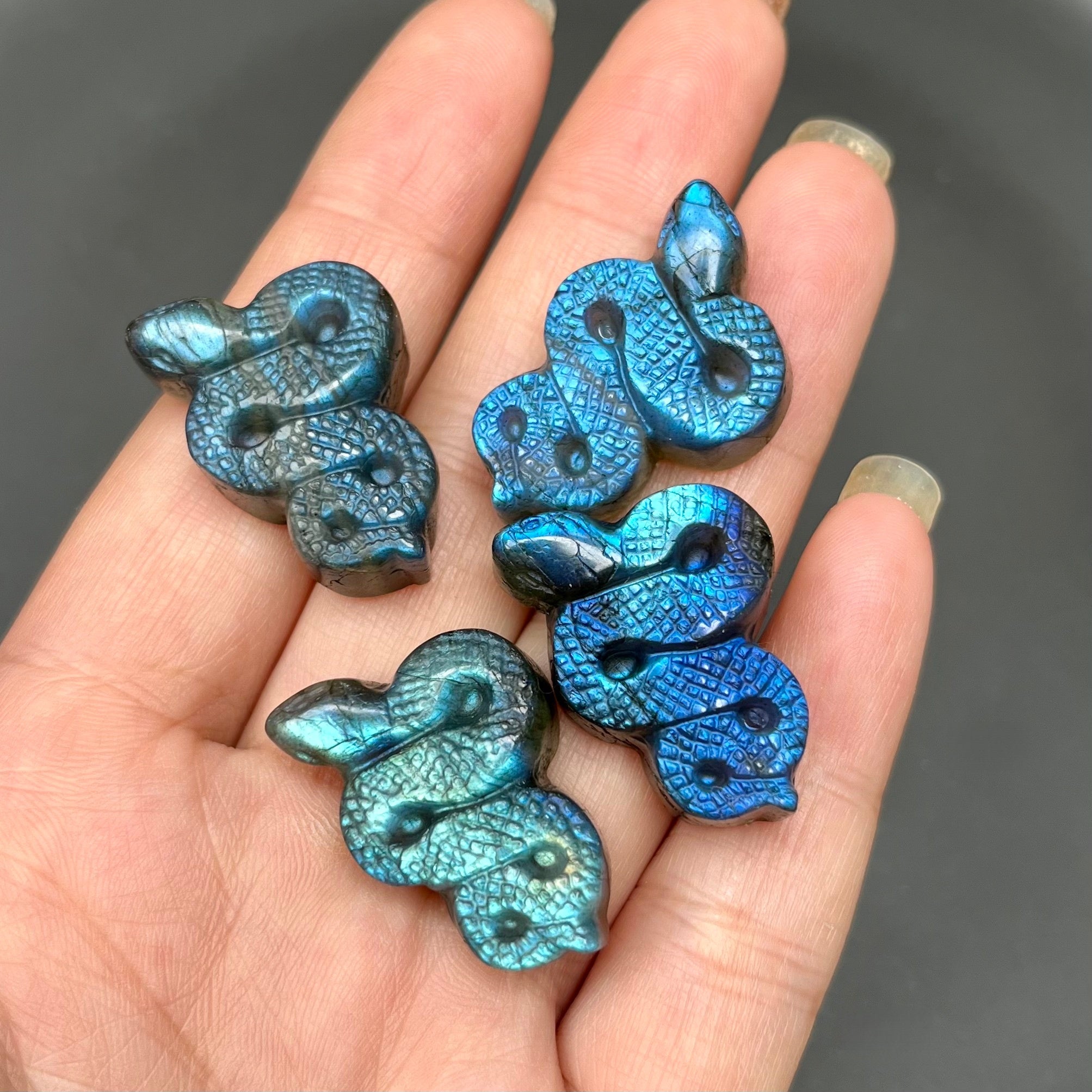 Labradorite Snake Flat Carving