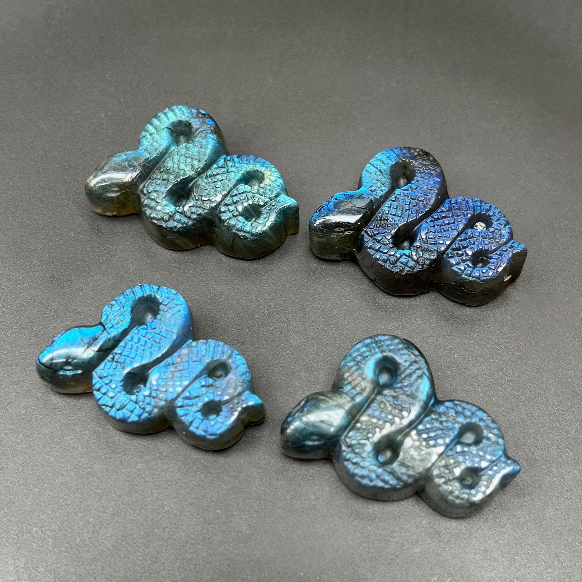 Labradorite Snake Flat Carving