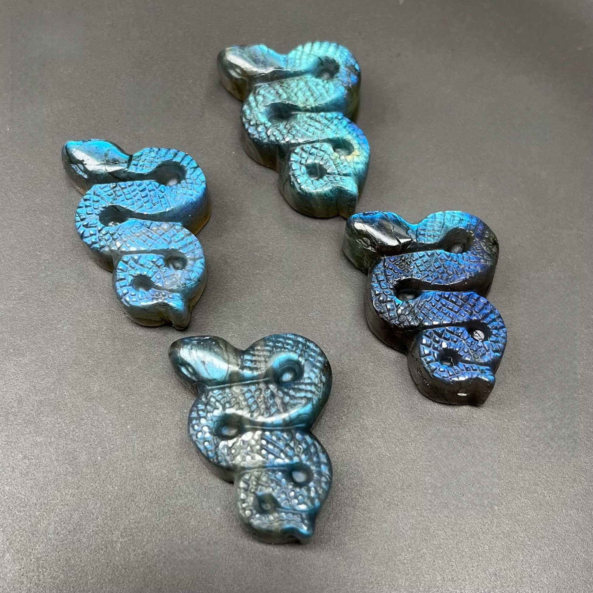 Labradorite Snake Flat Carving