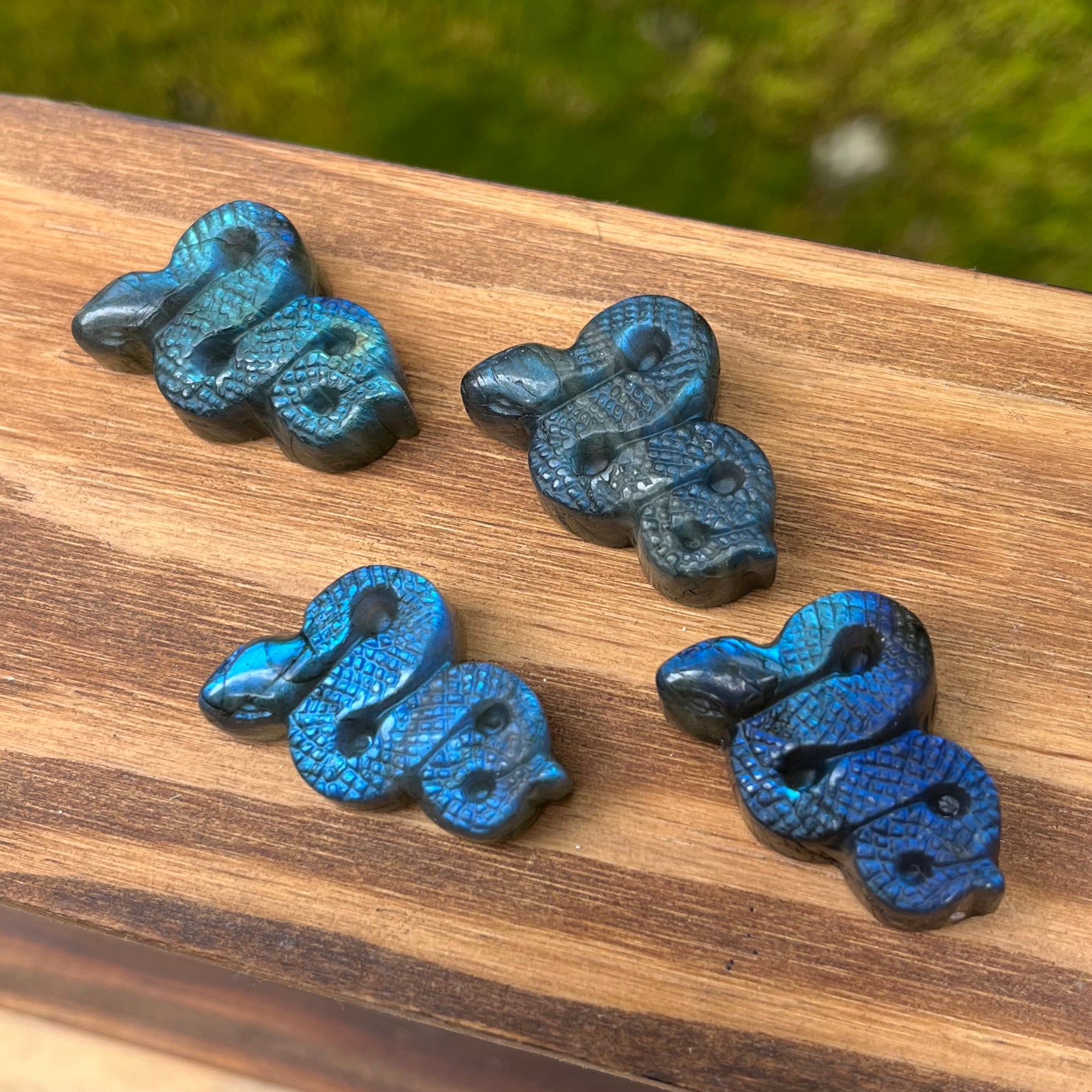Labradorite Snake Flat Carving