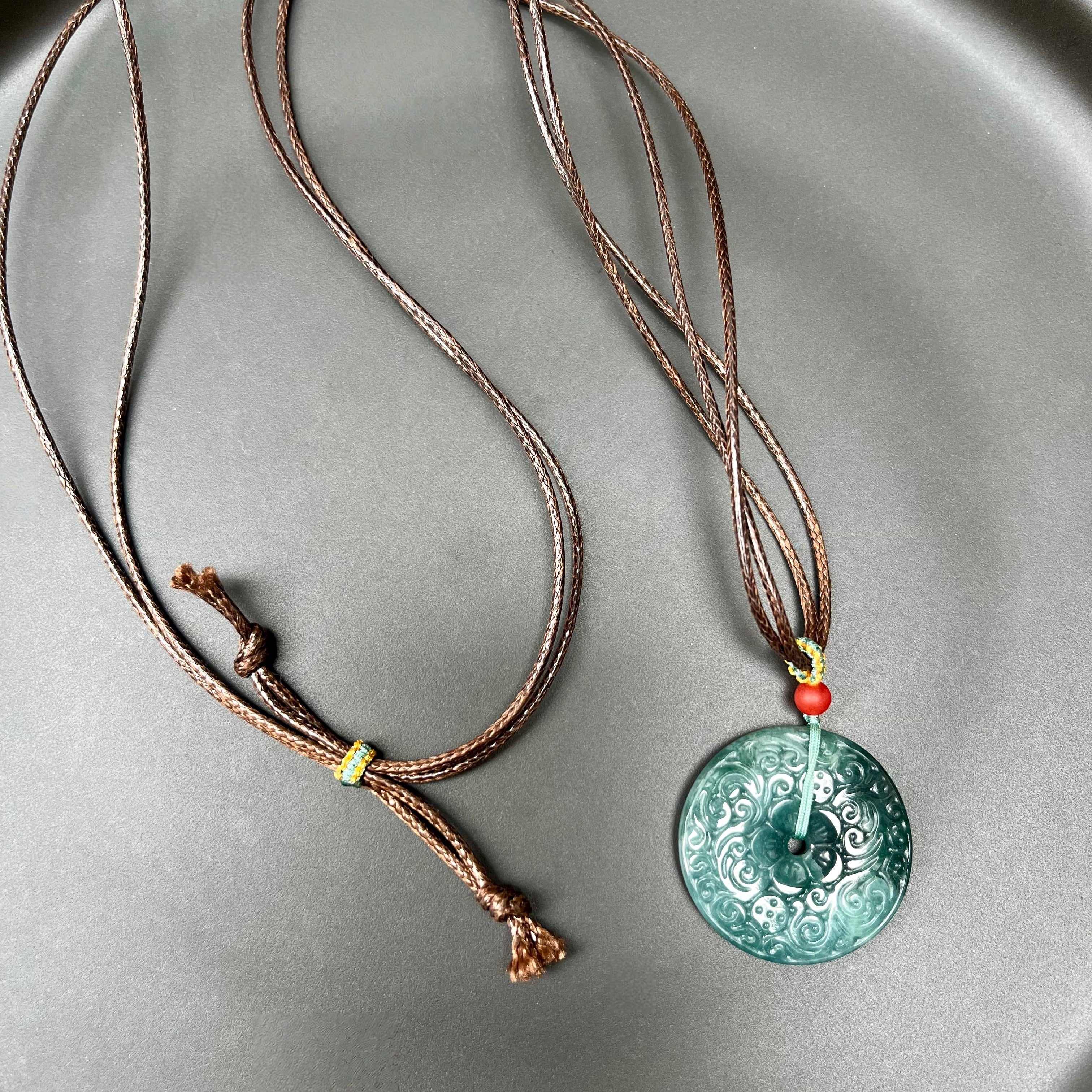 Carved Jadeite Donut Necklace