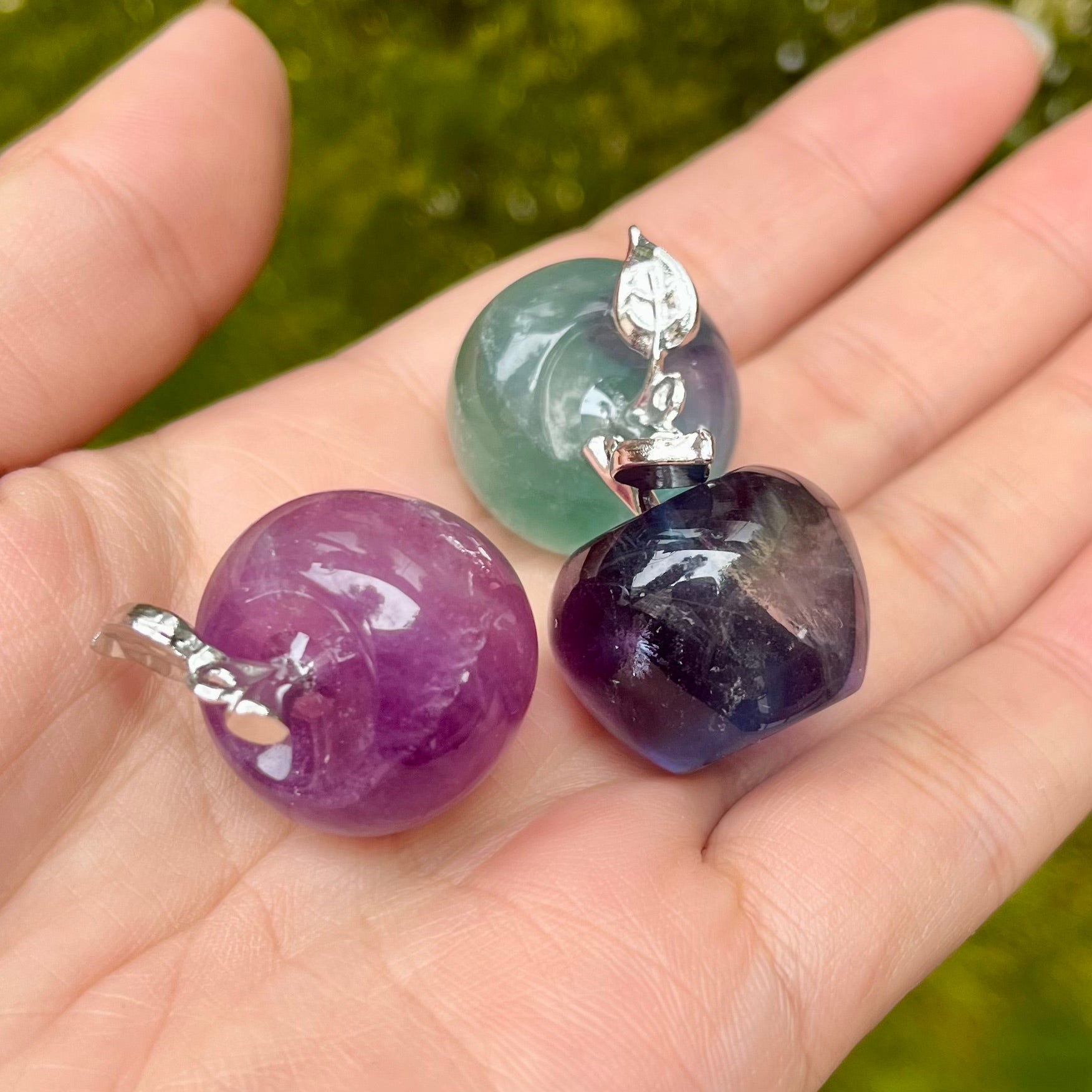 Mini Rainbow Fluorite Apple Carving/Pendant