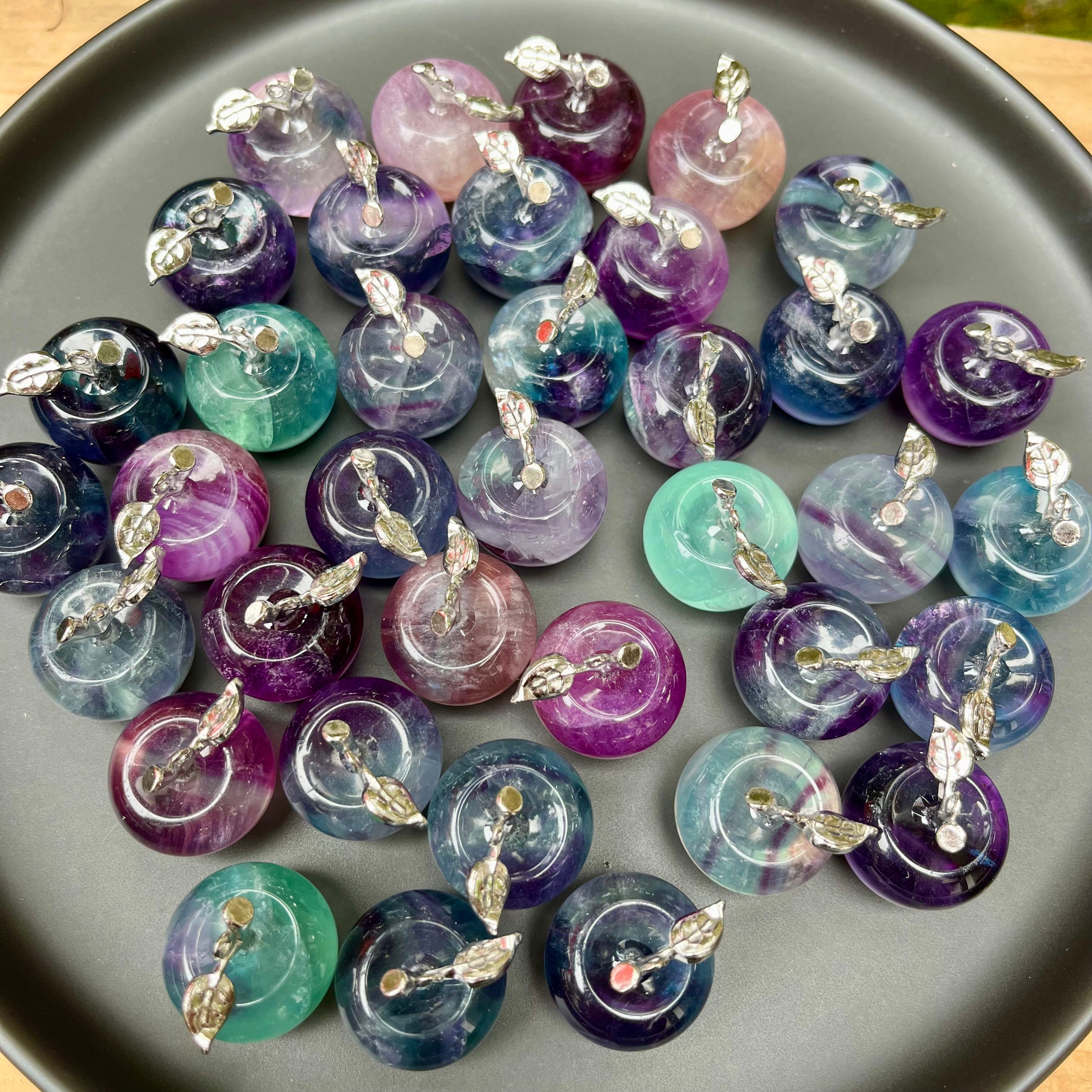 Mini Rainbow Fluorite Apple Carving/Pendant