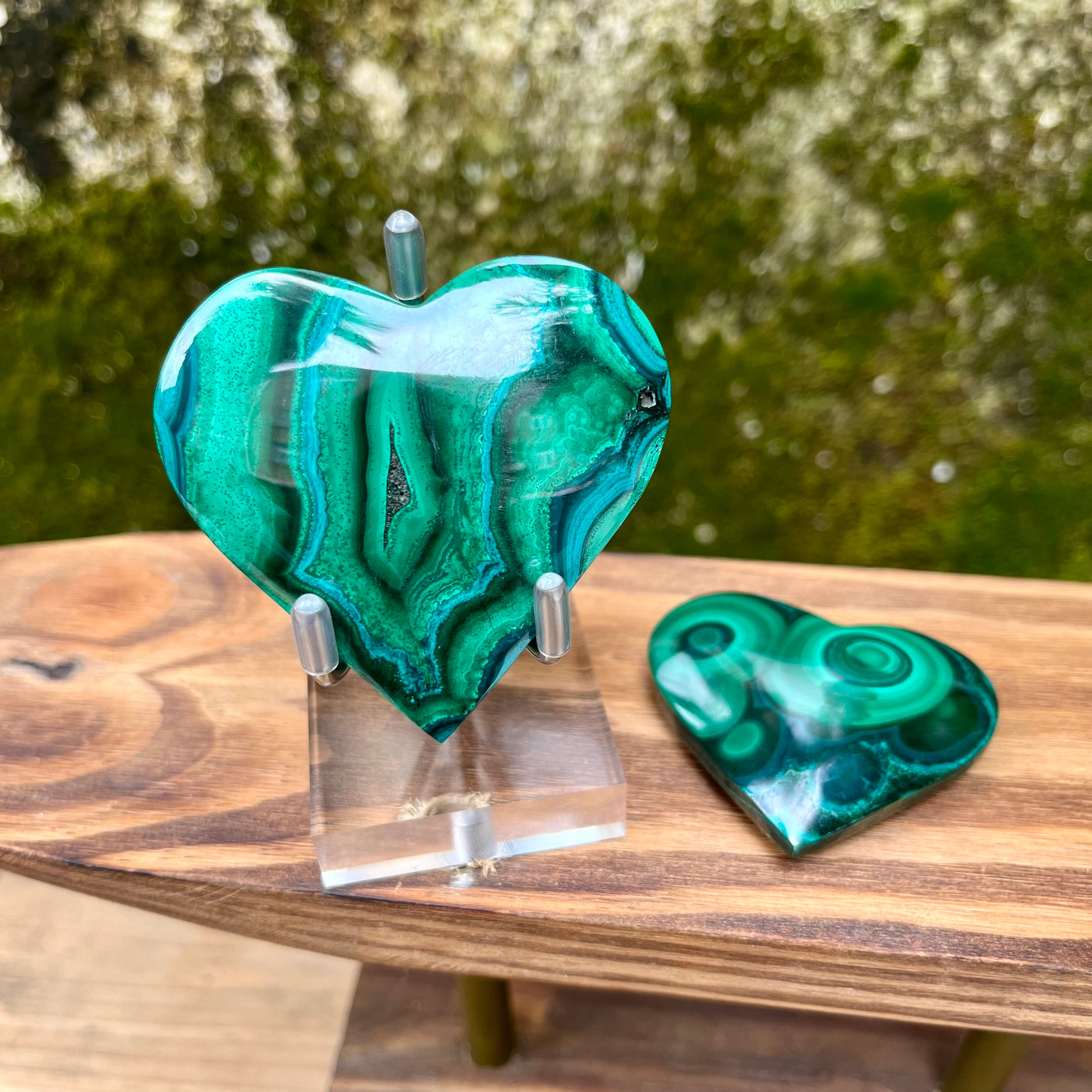 Malachite with Chryscolla Heart