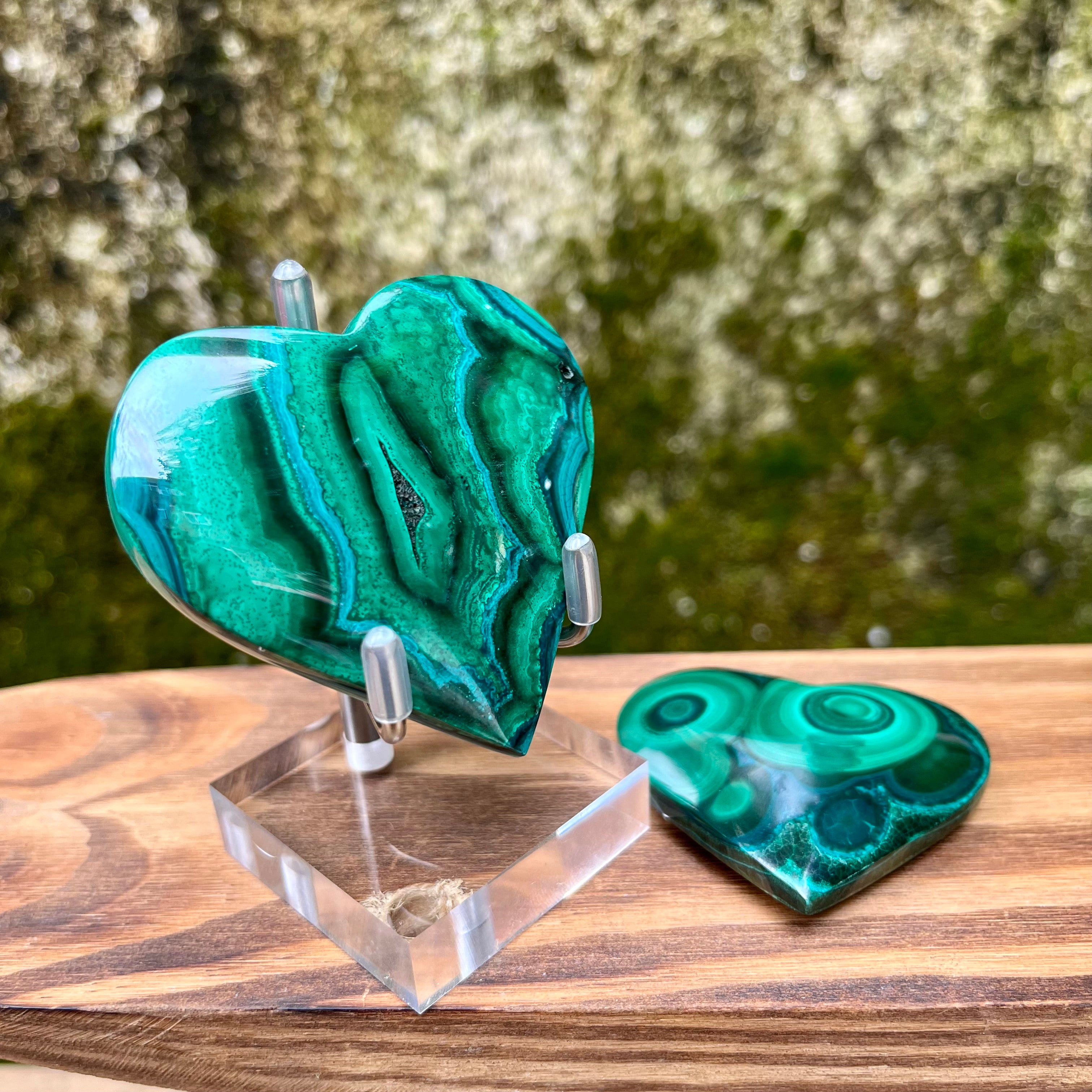 Malachite with Chryscolla Heart
