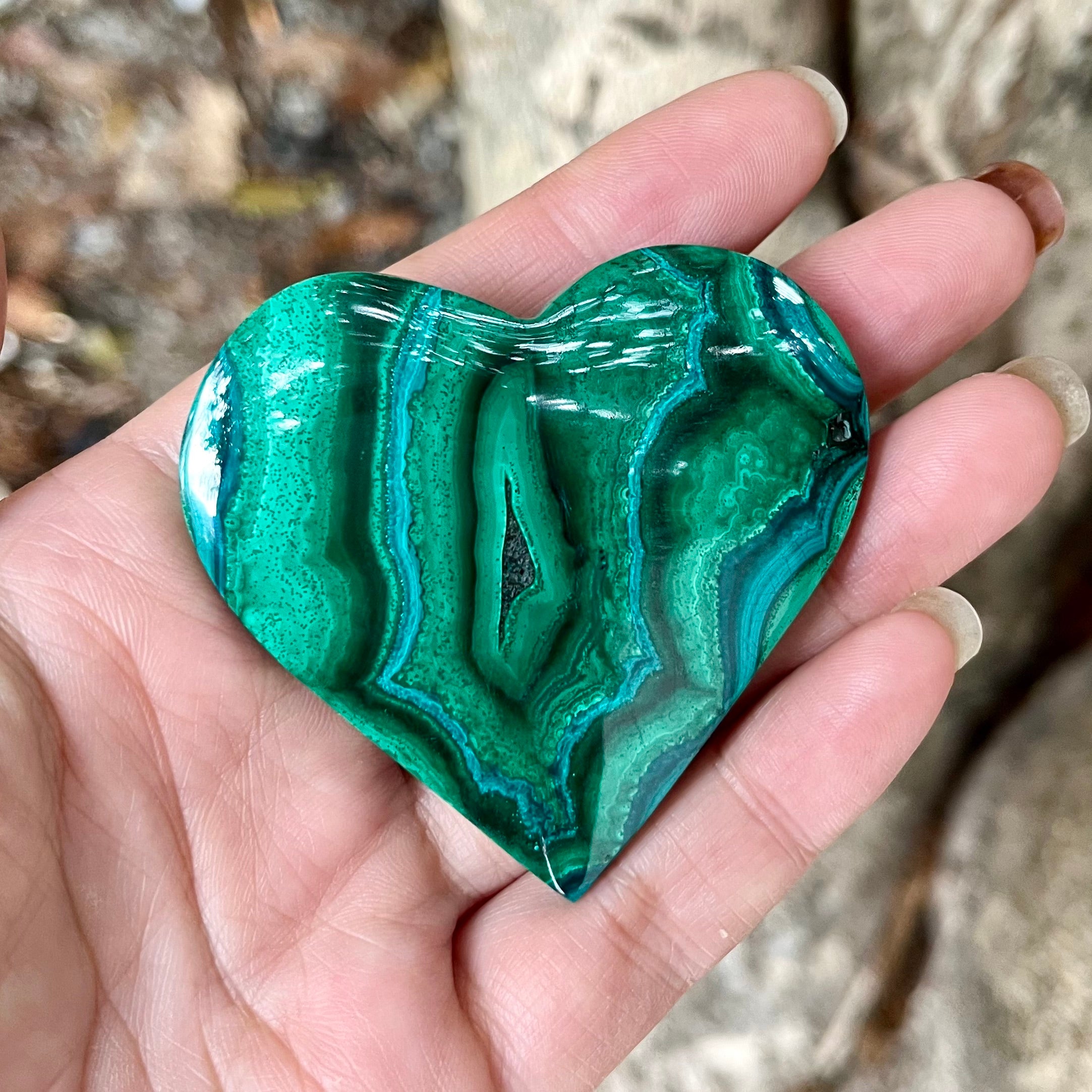 Malachite with Chryscolla Heart