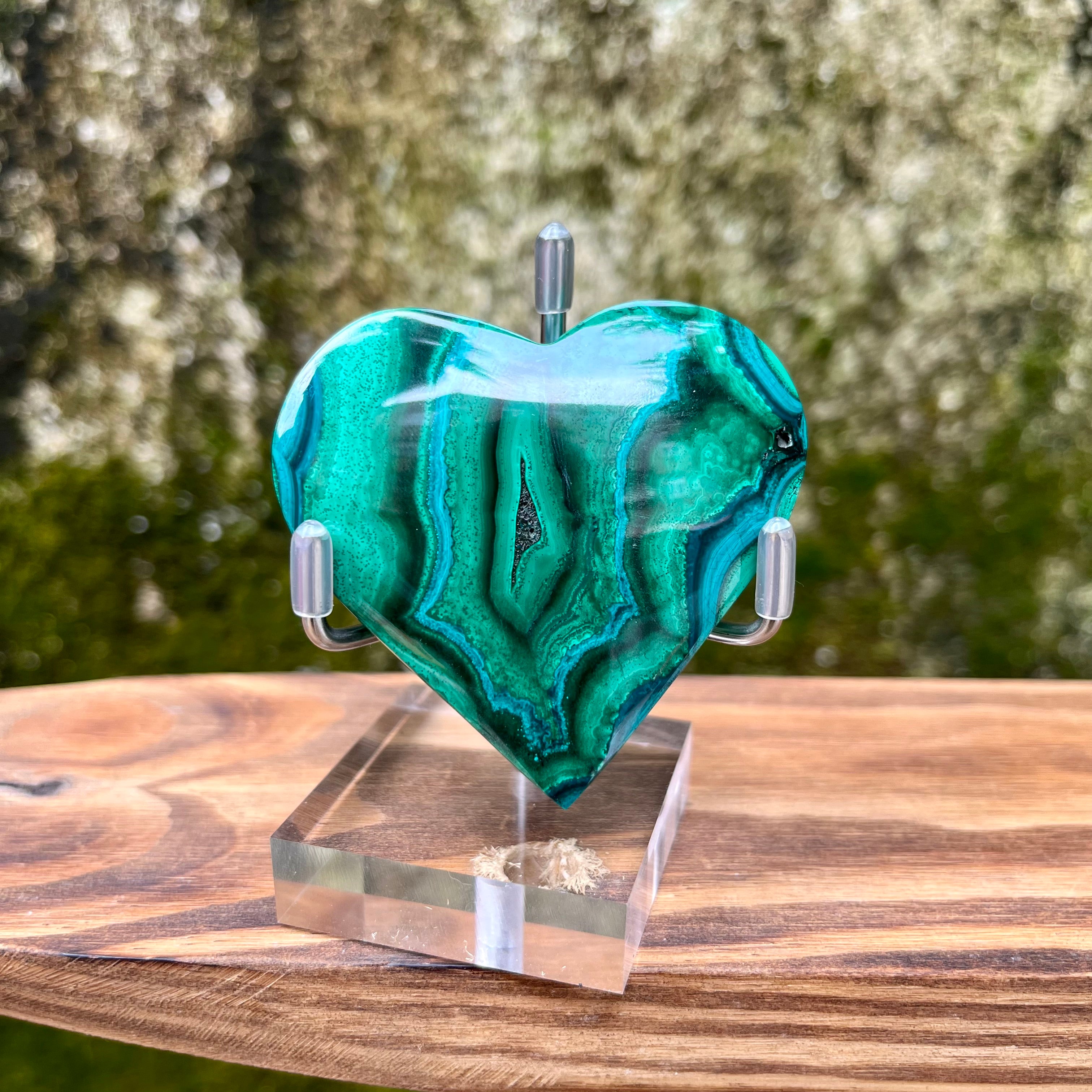 Malachite with Chryscolla Heart