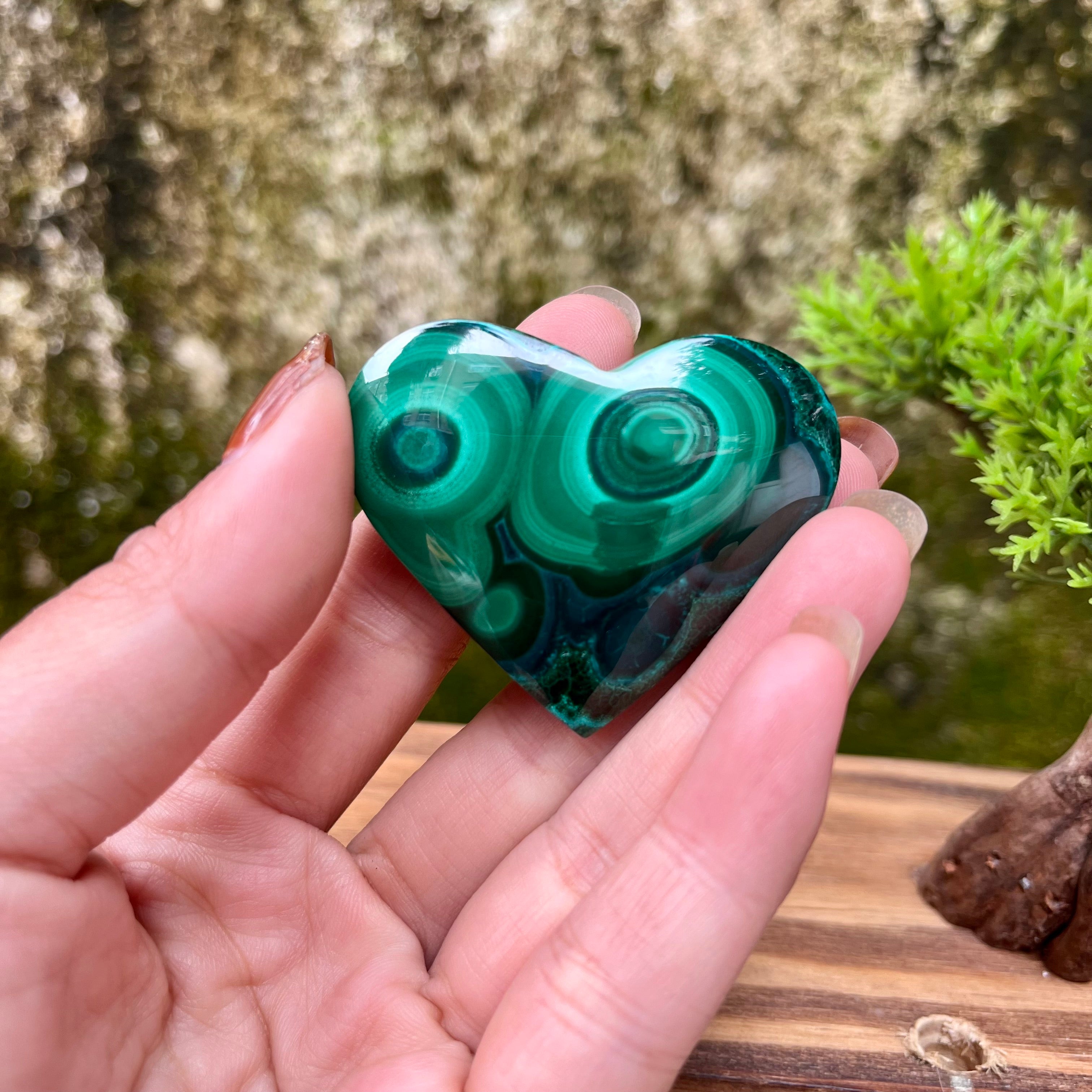 Malachite with Chryscolla Heart