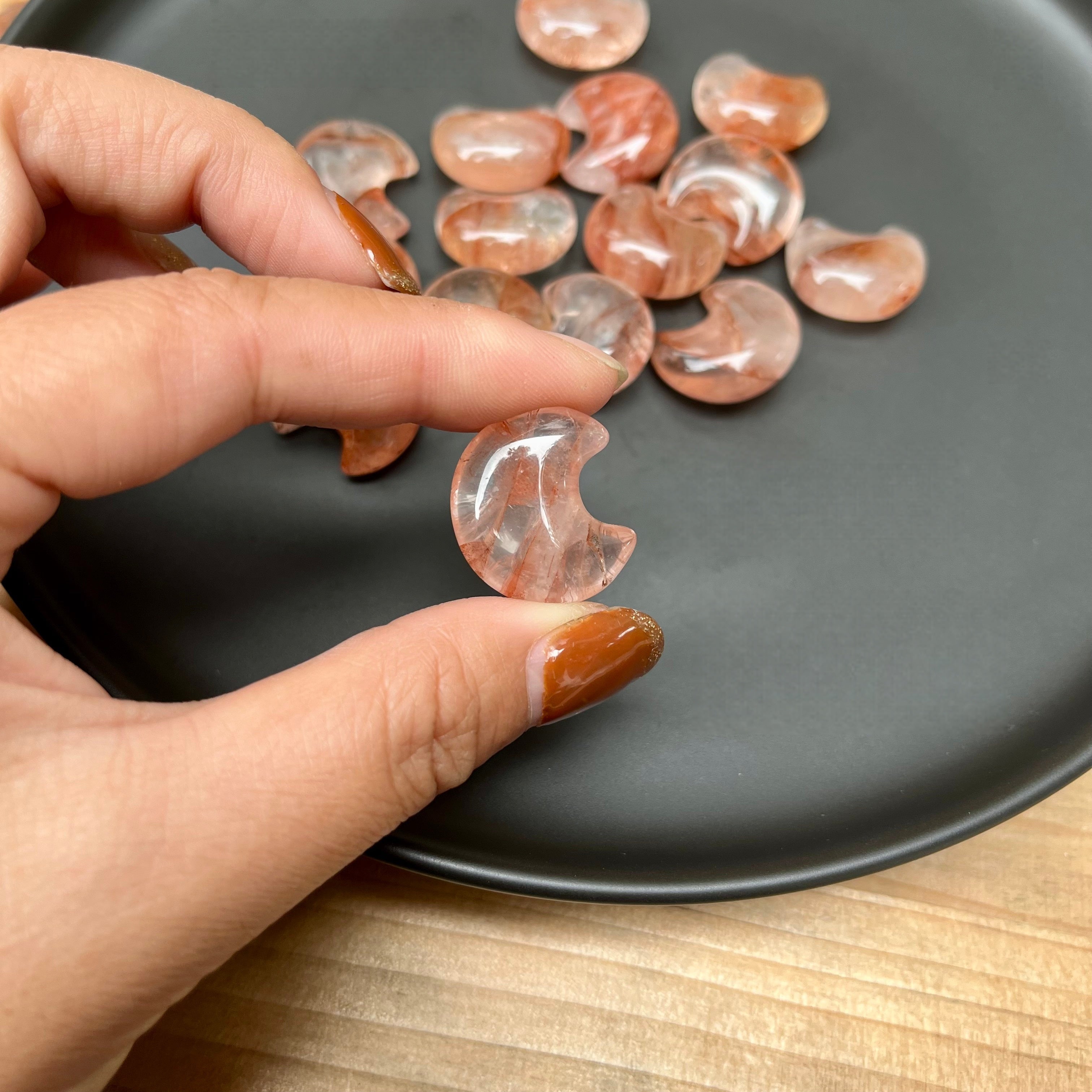 Mini Gem Fire Quartz Moon (Try Our Free Drilling Service)