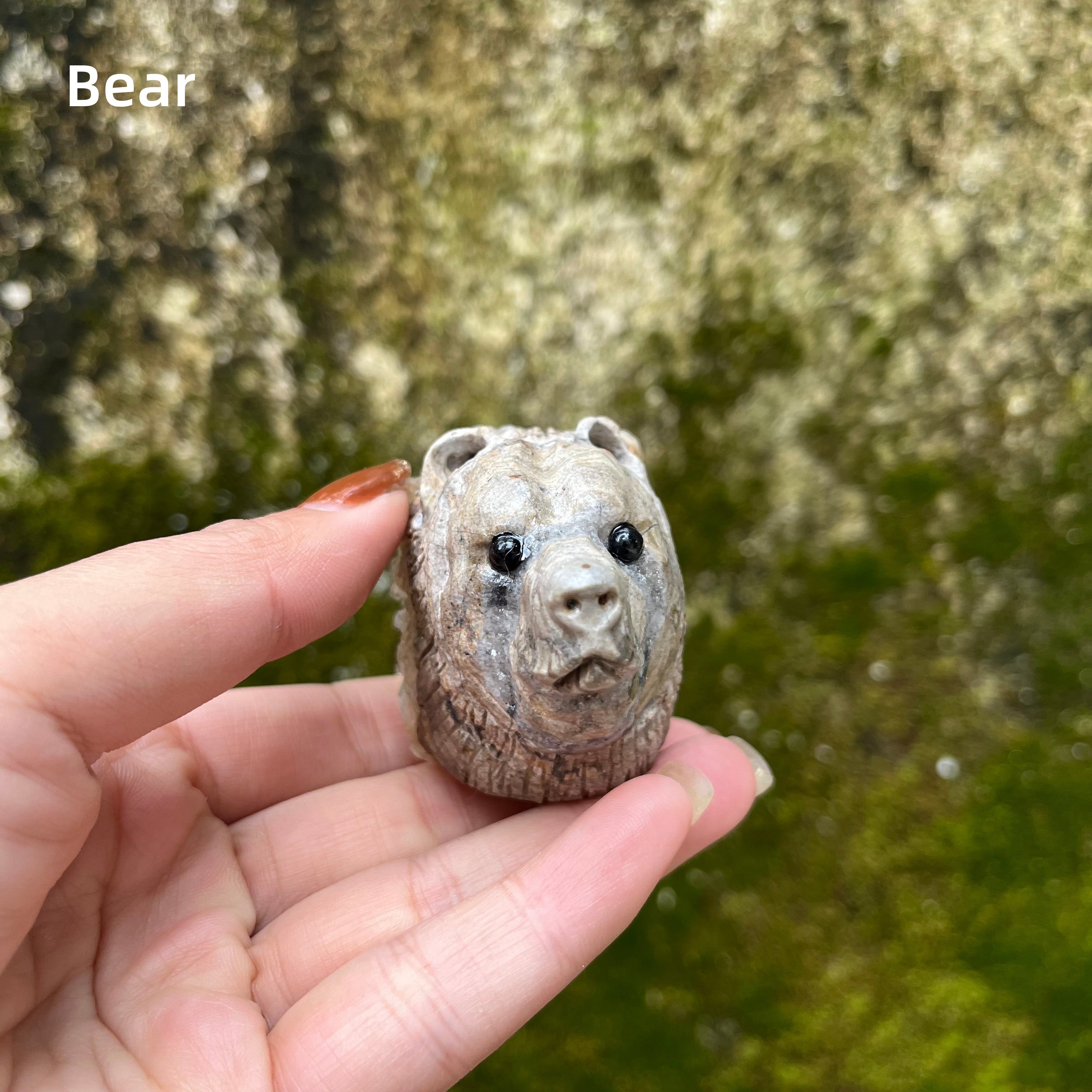 7PCS Clear Quartz Top Pet Rocks Animal Carvings