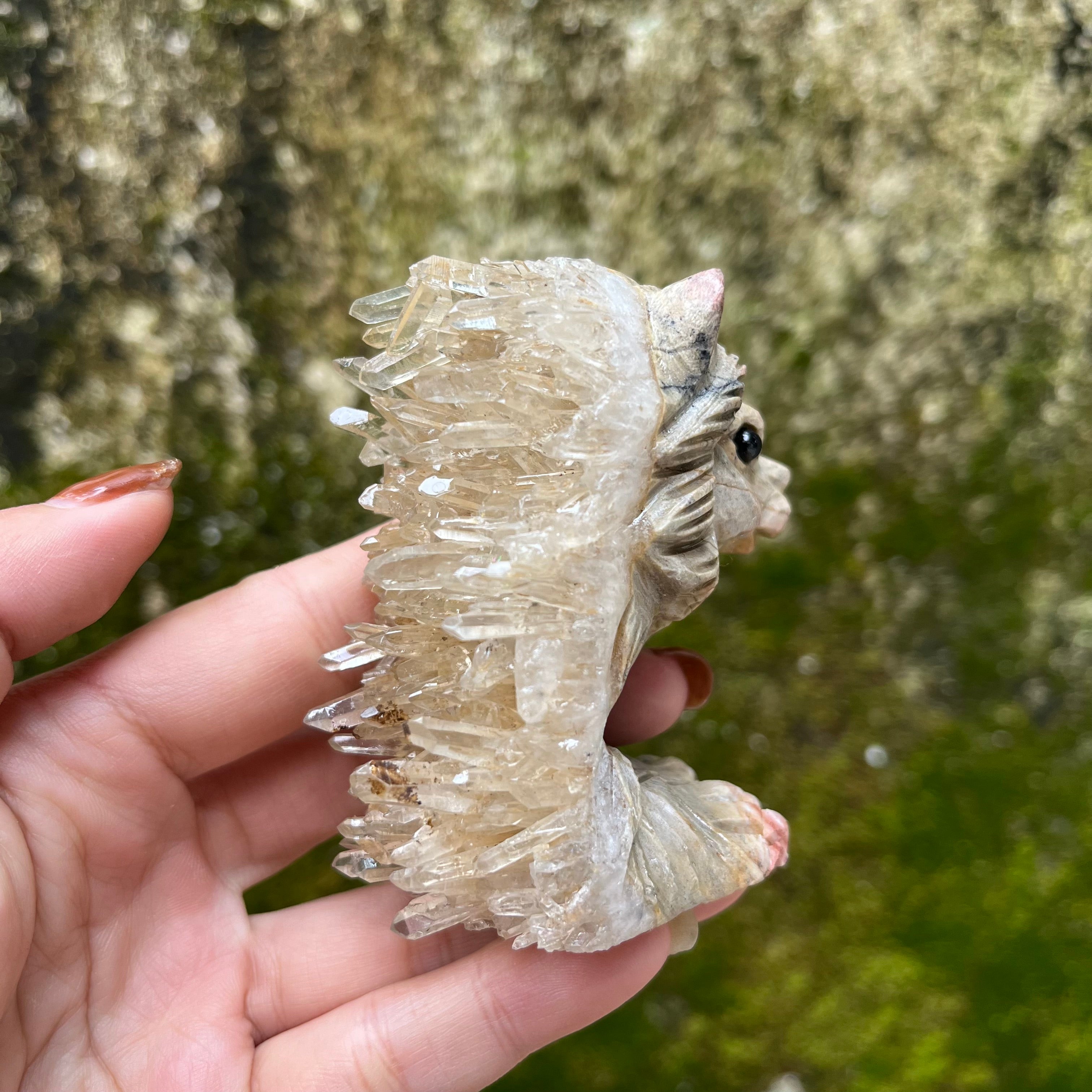 7PCS Clear Quartz Top Pet Rocks Animal Carvings