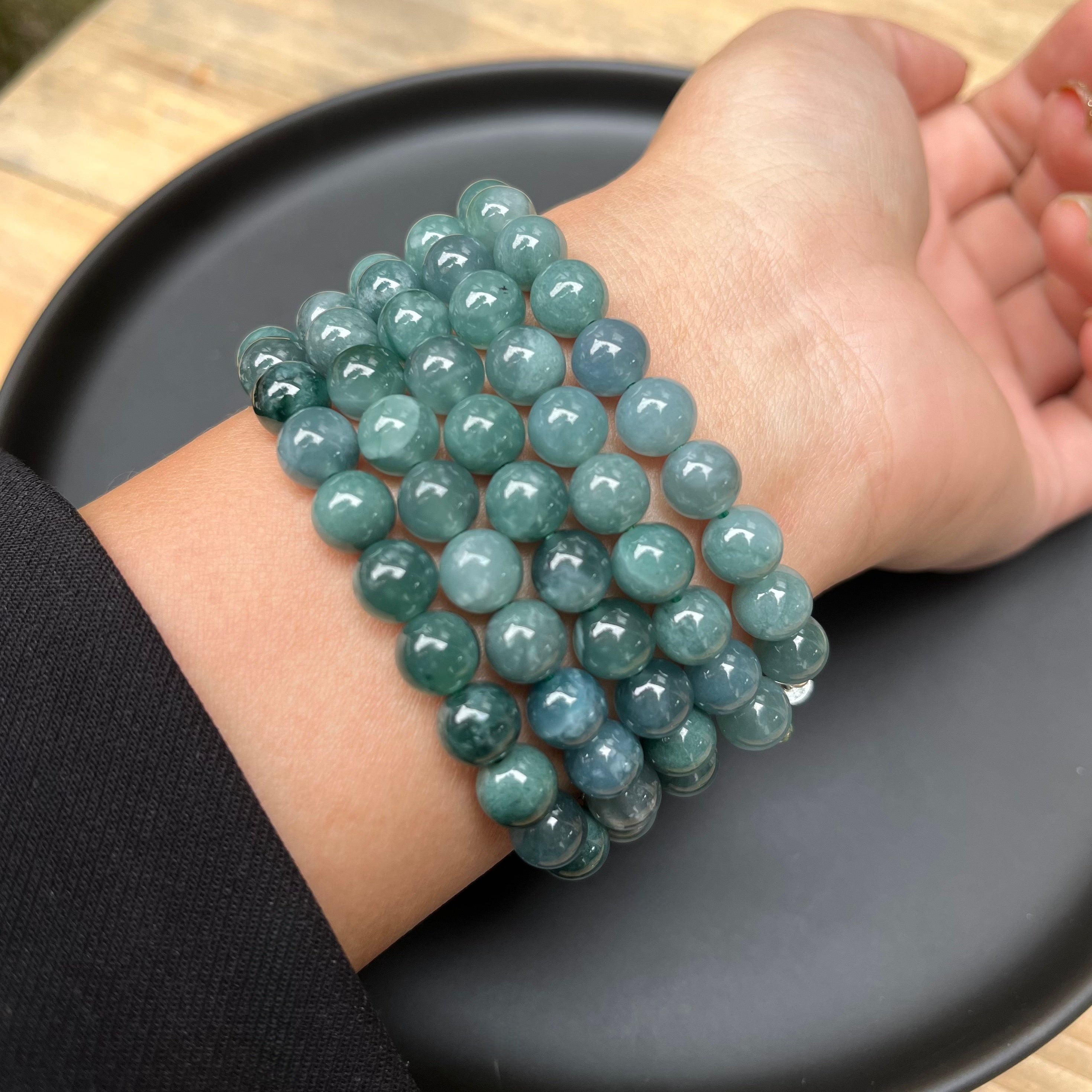 8mm Lake Blue Jadeite Bracelets