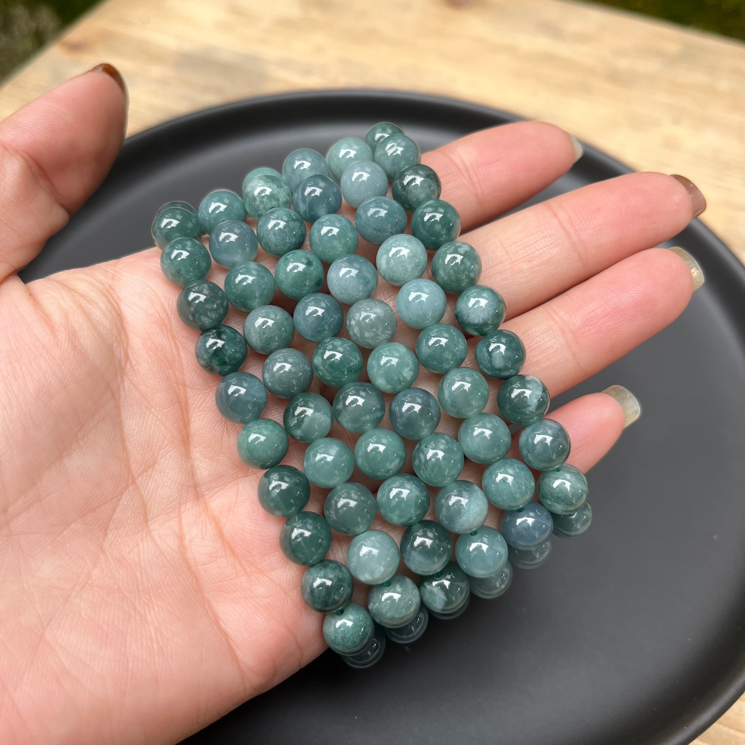 8mm Lake Blue Jadeite Bracelets