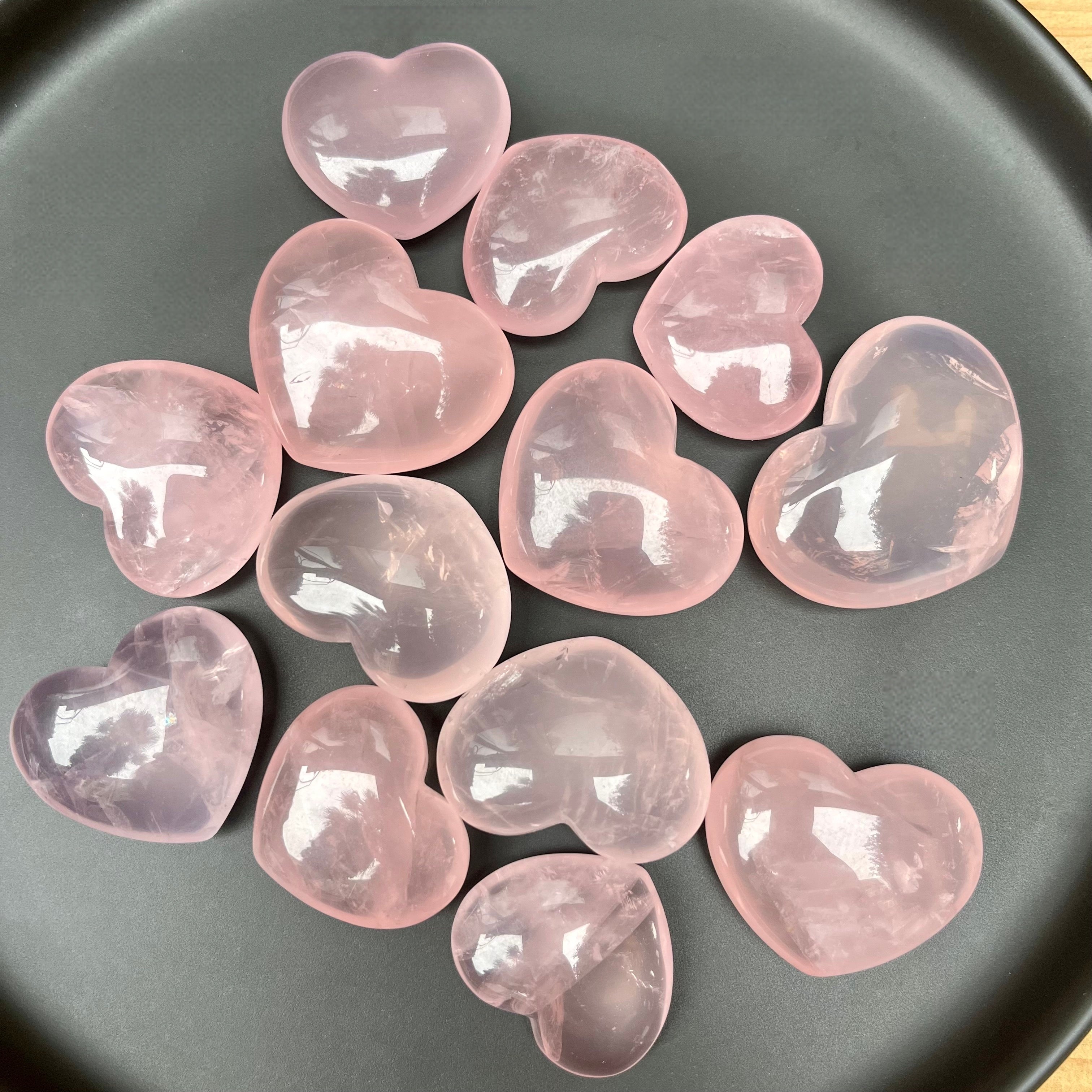 13PCS High Quality Natural Rose Quartz Small Hearts