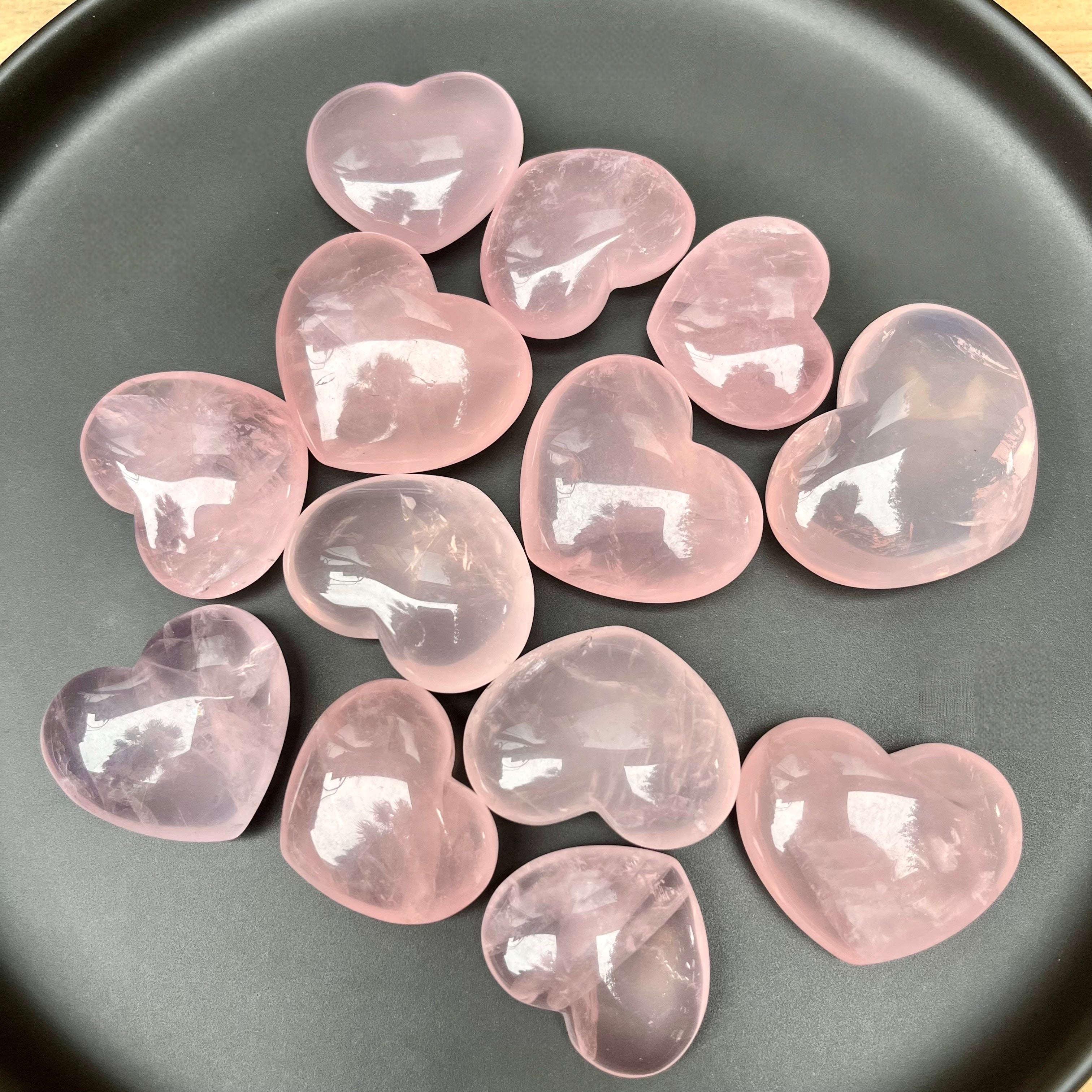 13PCS High Quality Natural Rose Quartz Small Hearts
