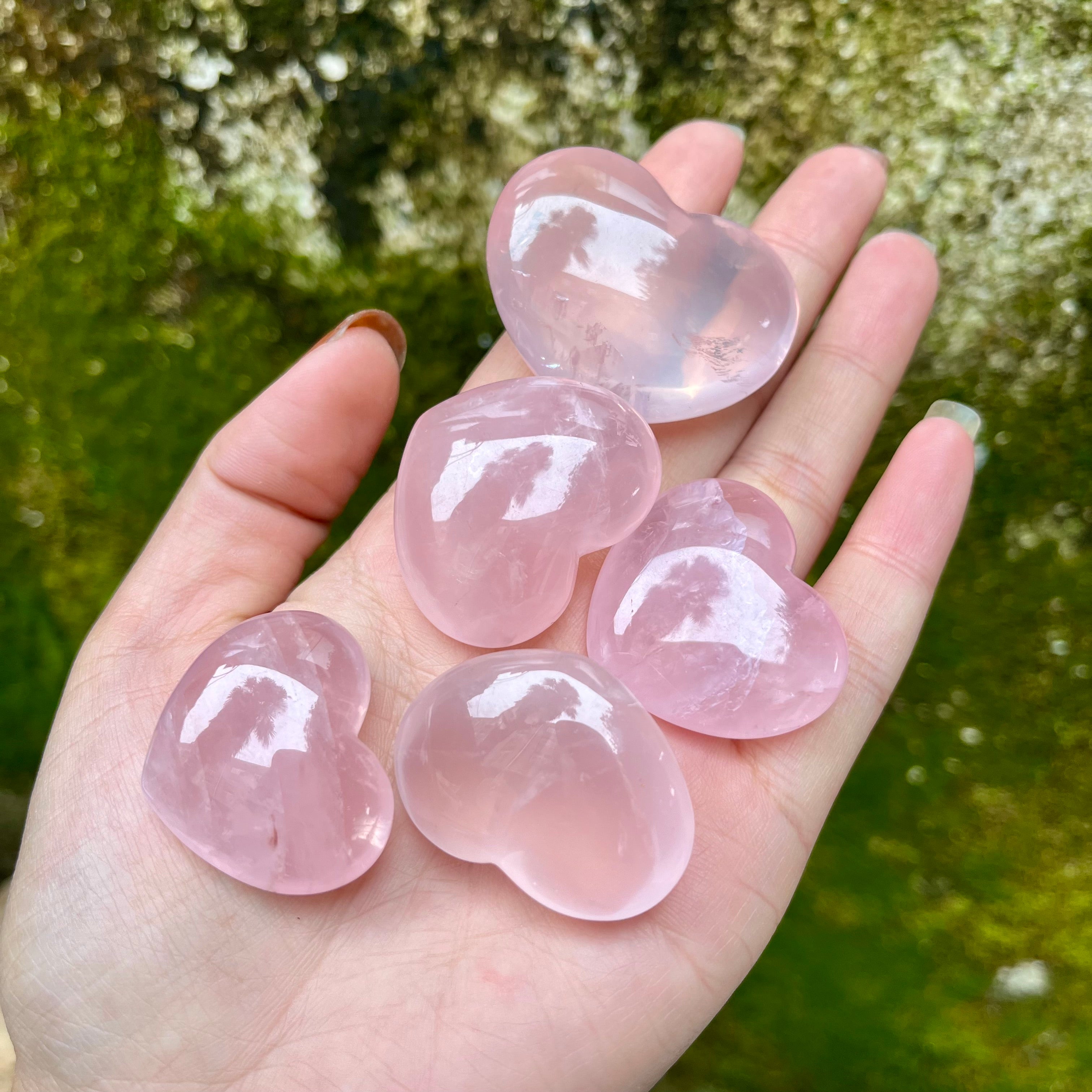 13PCS High Quality Natural Rose Quartz Small Hearts