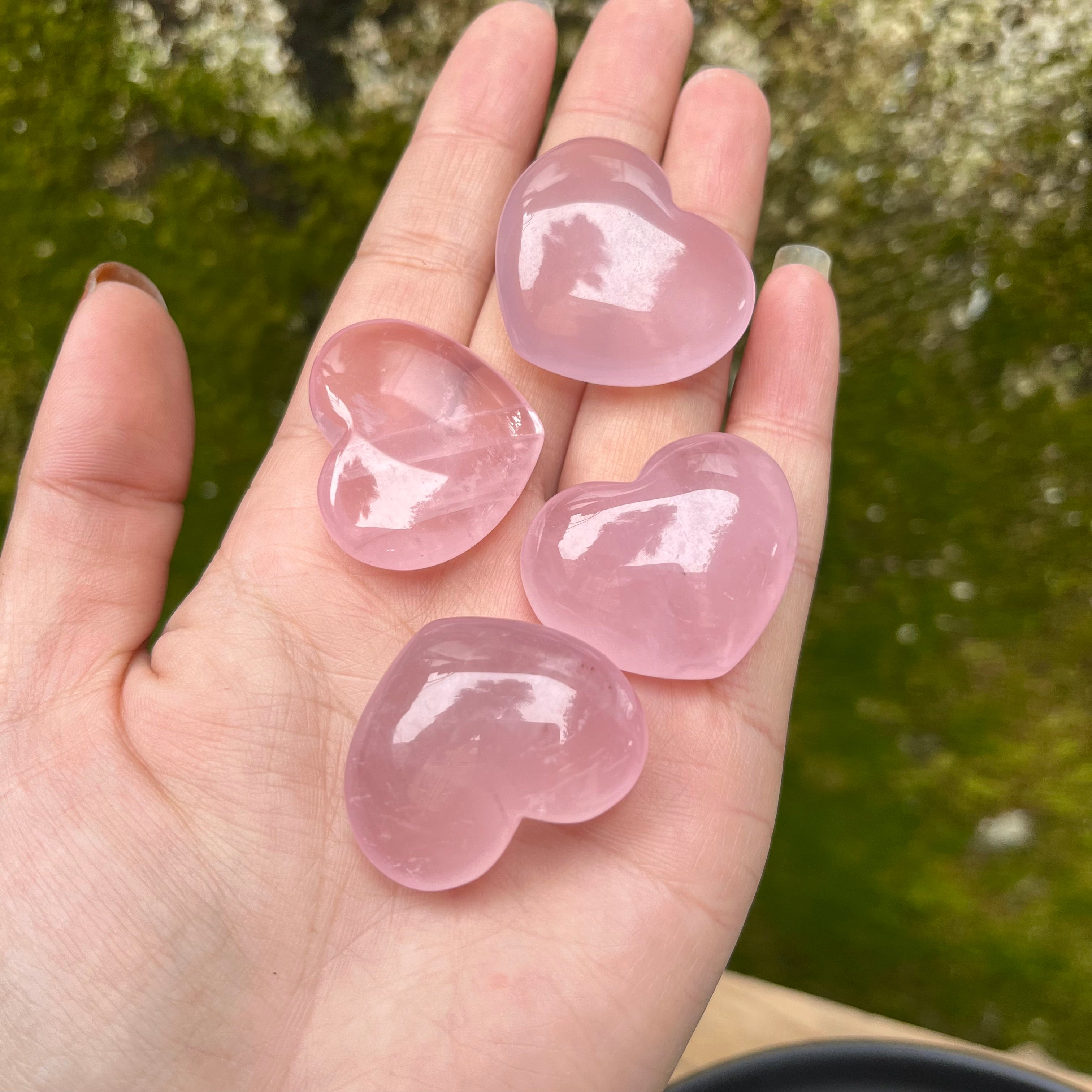 13PCS High Quality Natural Rose Quartz Small Hearts