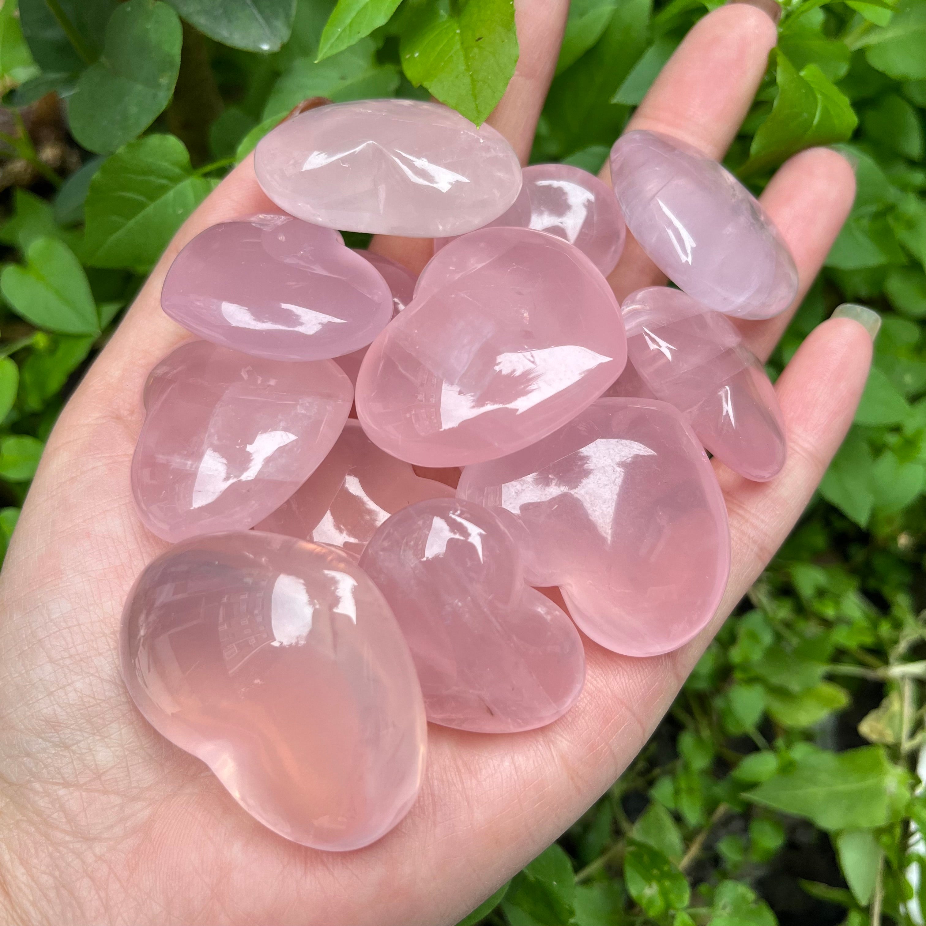 13PCS High Quality Natural Rose Quartz Small Hearts