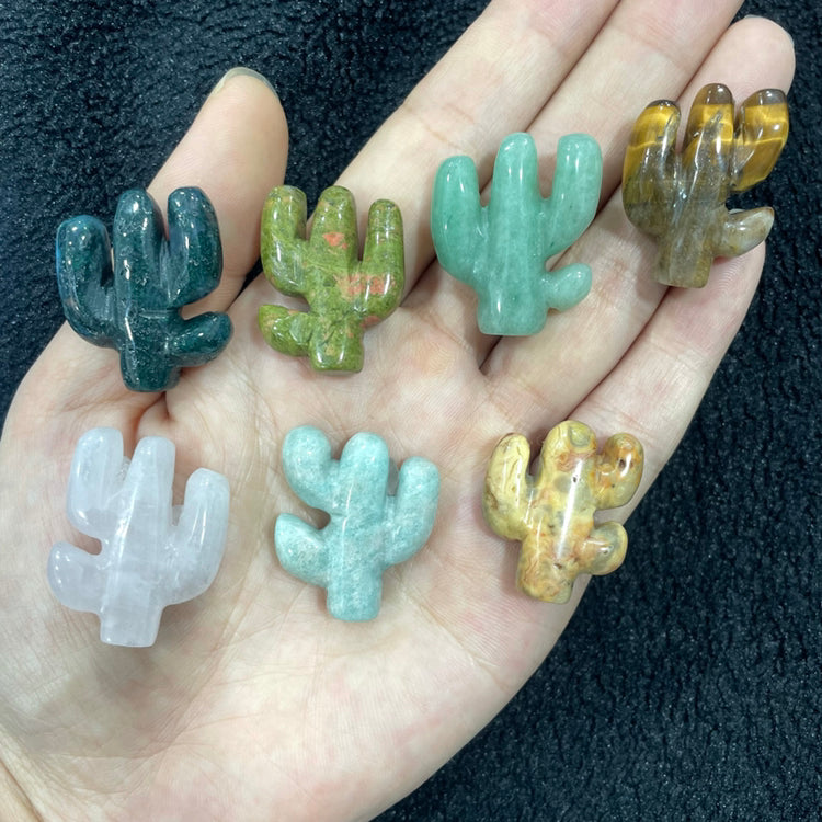 Mini Cactus Natural Stone Carvings Confetti