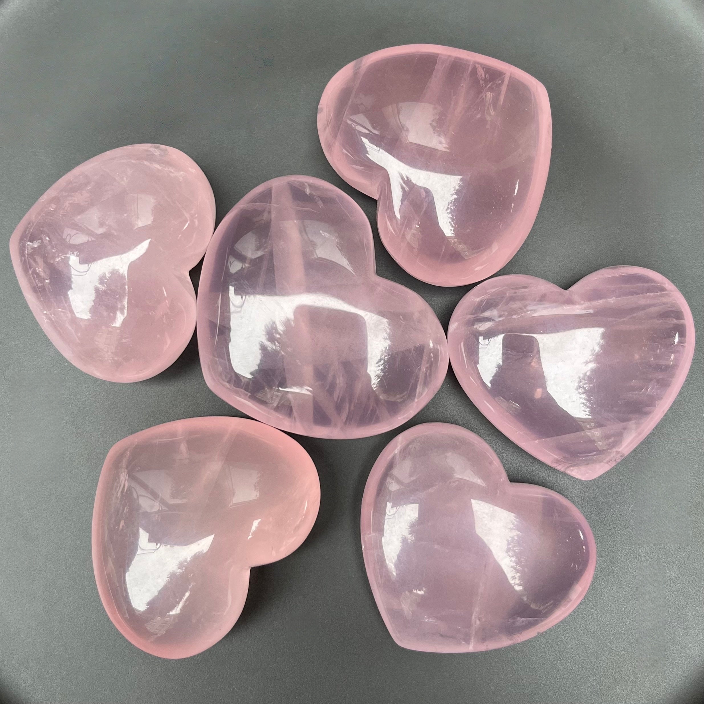 6PCS High Quality Natural Rose Quartz Hearts