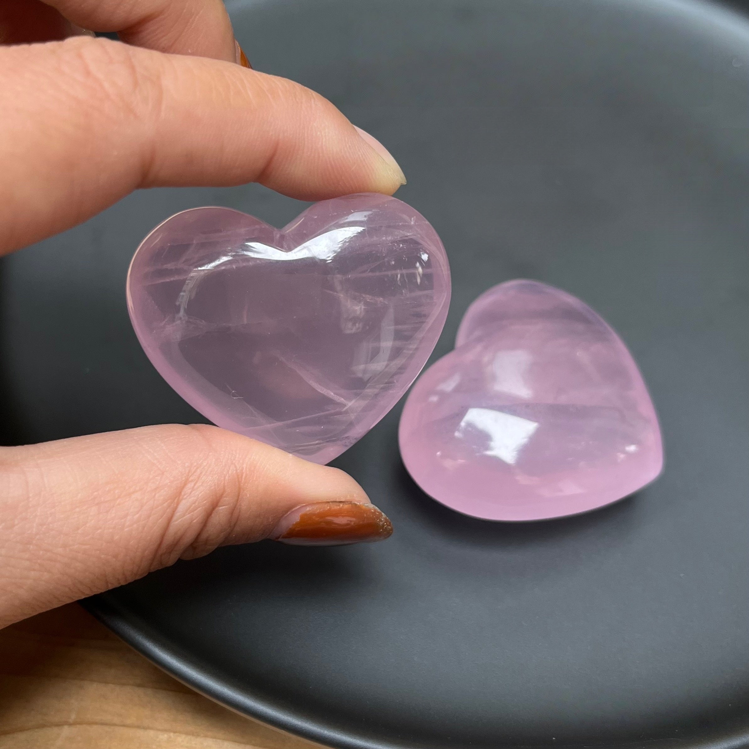 6PCS High Quality Natural Rose Quartz Hearts