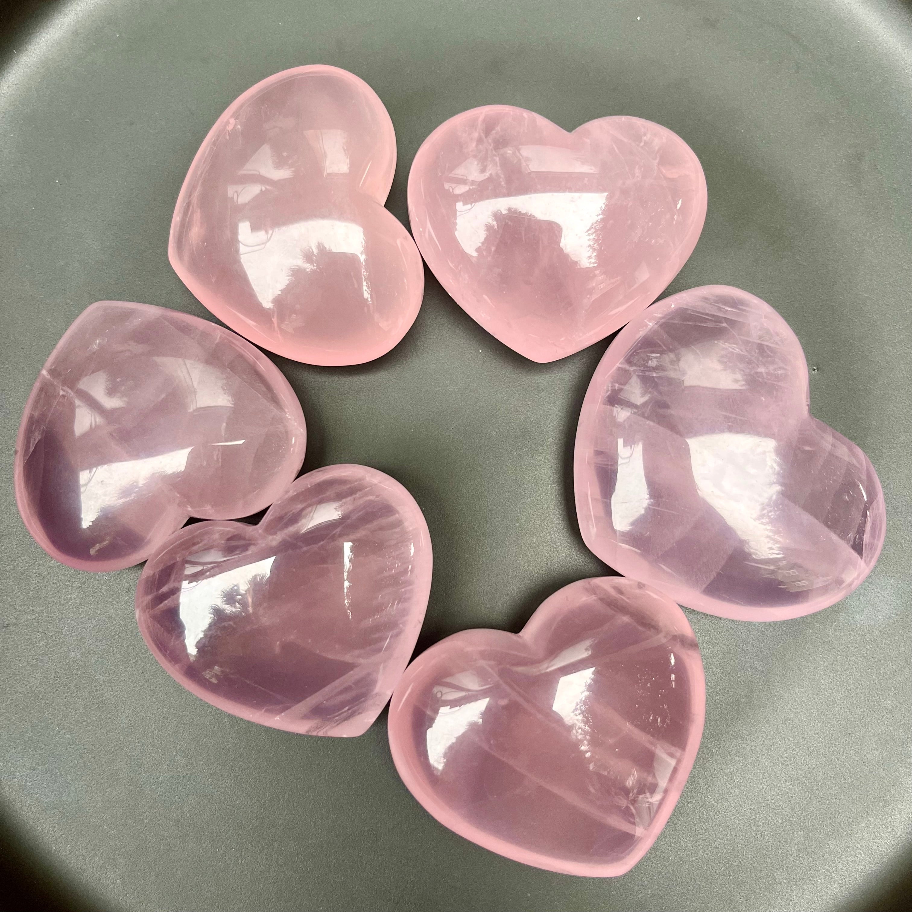 6PCS High Quality Natural Rose Quartz Hearts