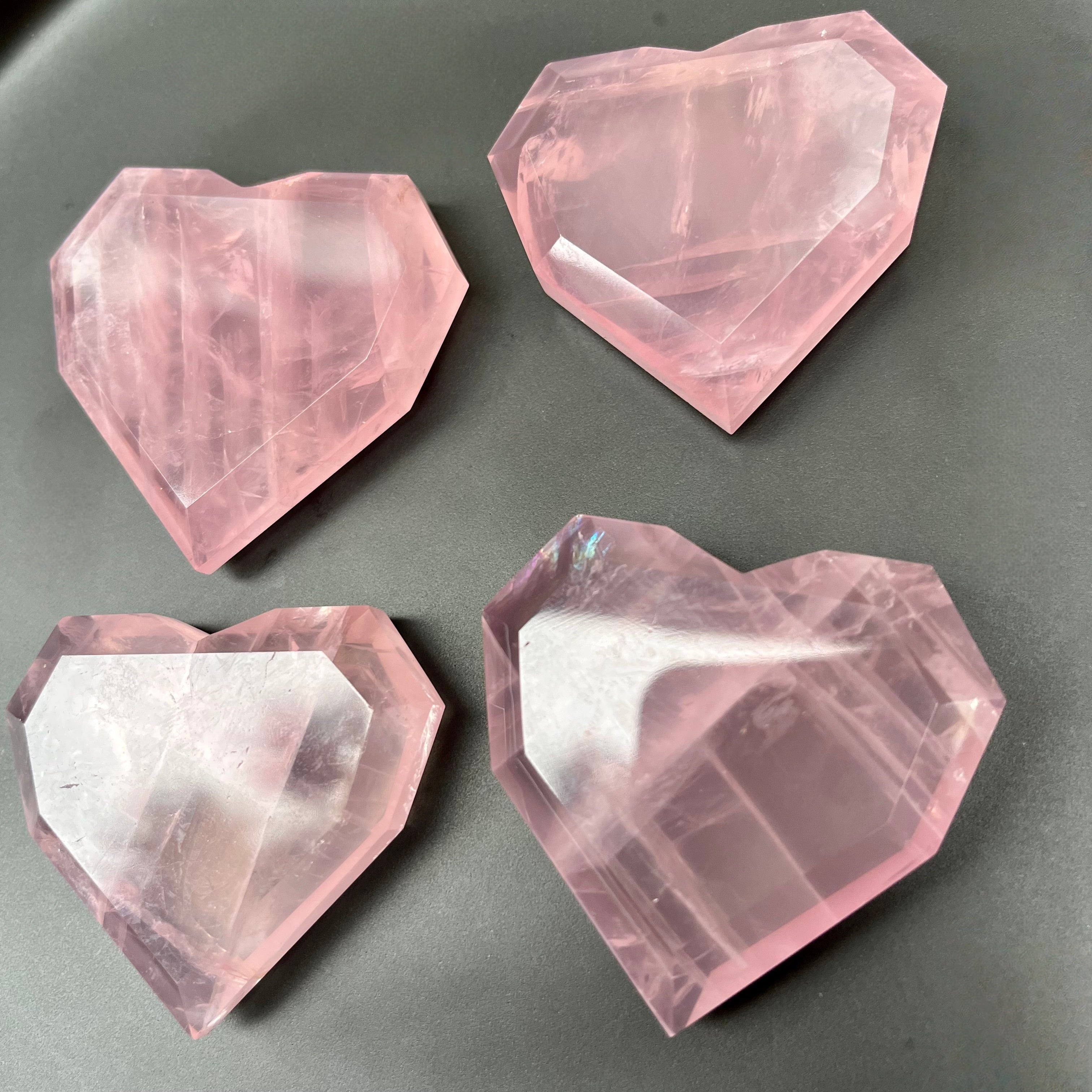 High Quality Faceted Rose Quartz Hearts