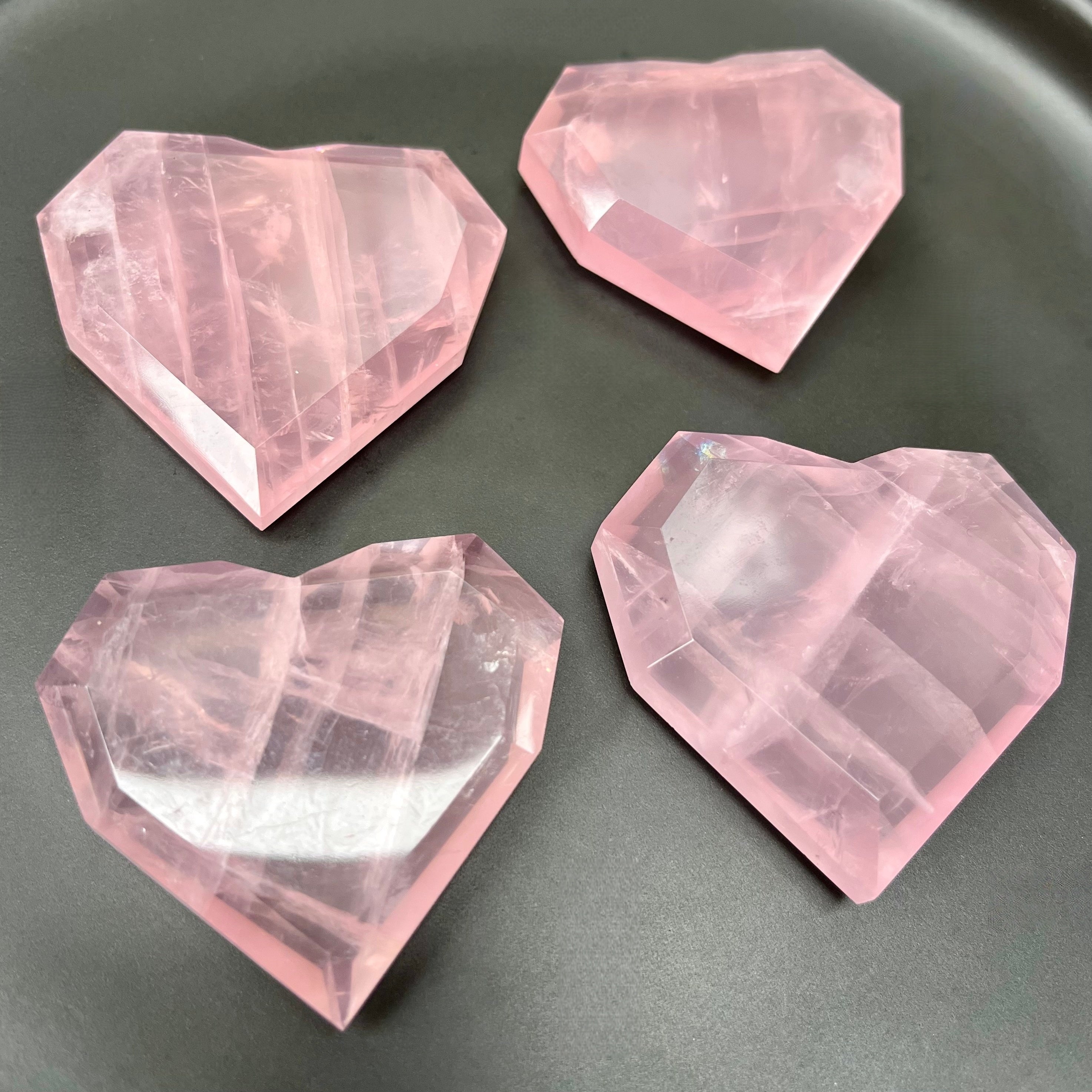 High Quality Faceted Rose Quartz Hearts